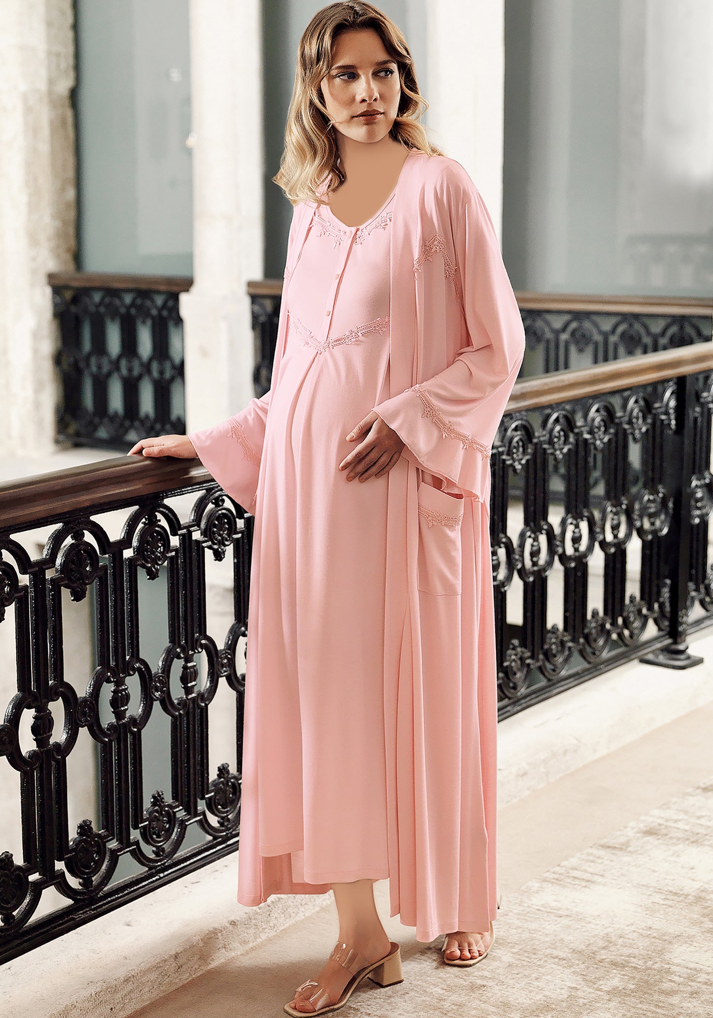 Maternal Long Robe Set