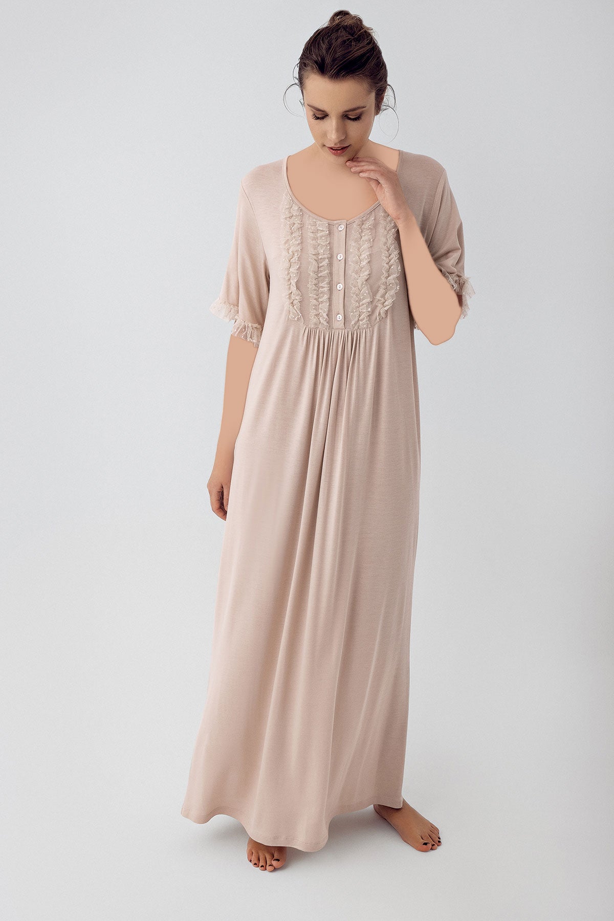 Maternal Long Short Sleeve Night Gown