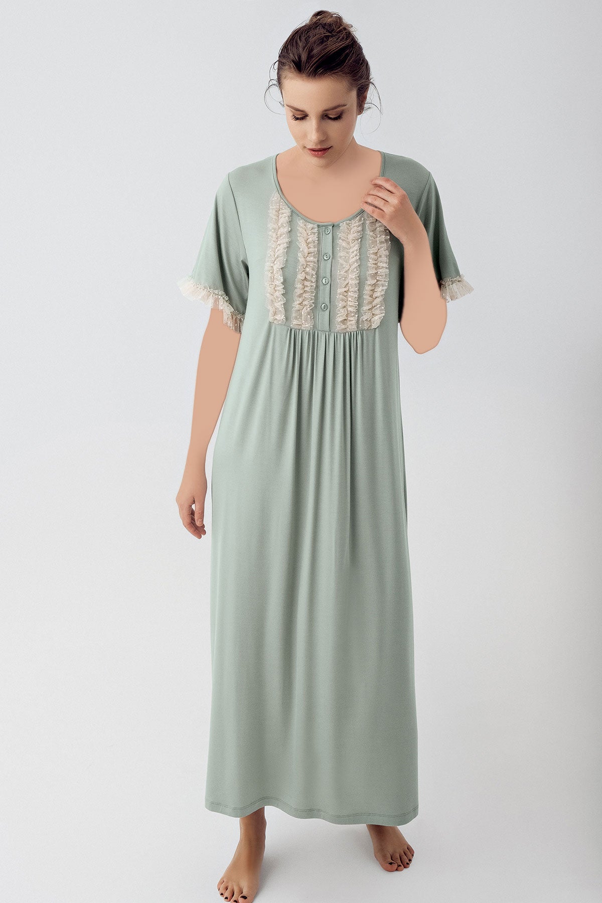 Maternal Long Short Sleeve Night Gown