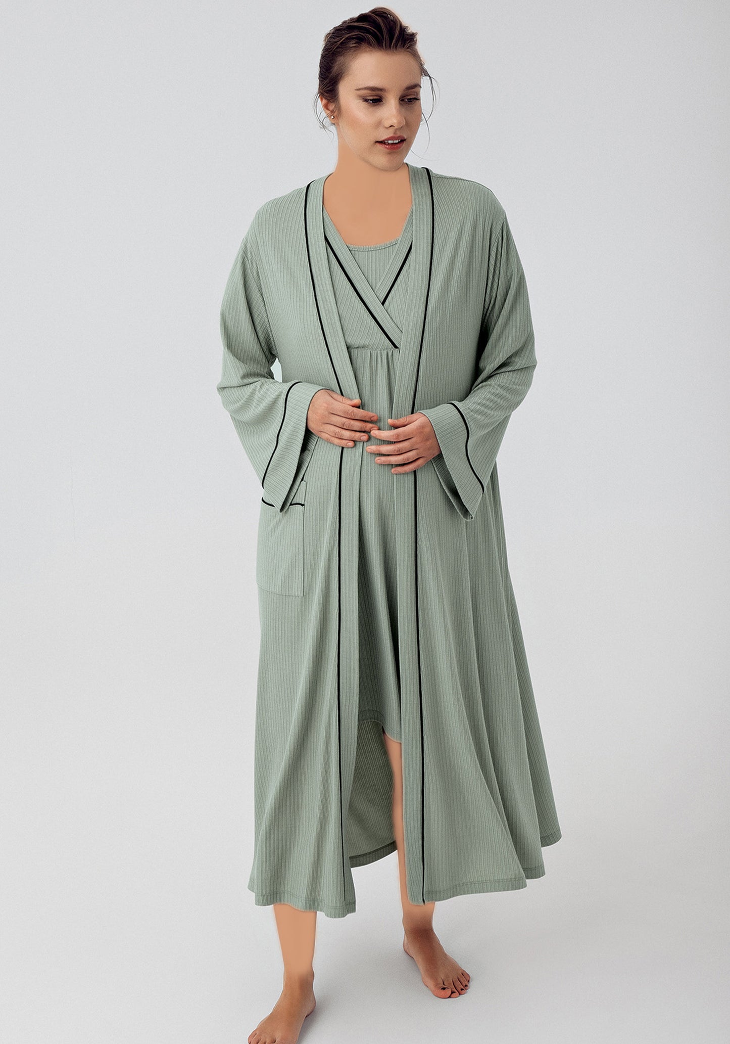 Maternal 2 Piece Robe Night Gown Set