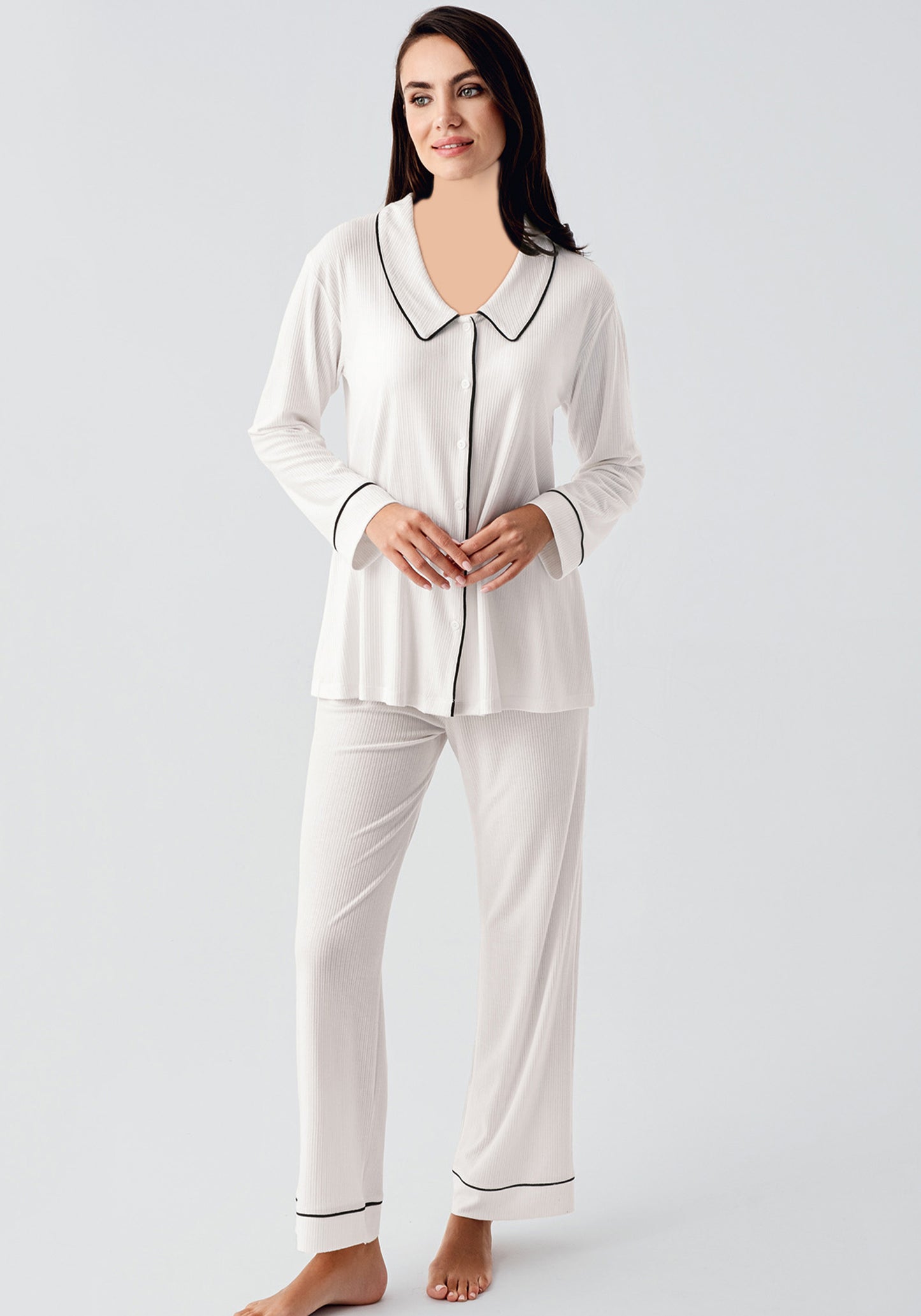 S&L Collar Button Long Sleeve Pajama