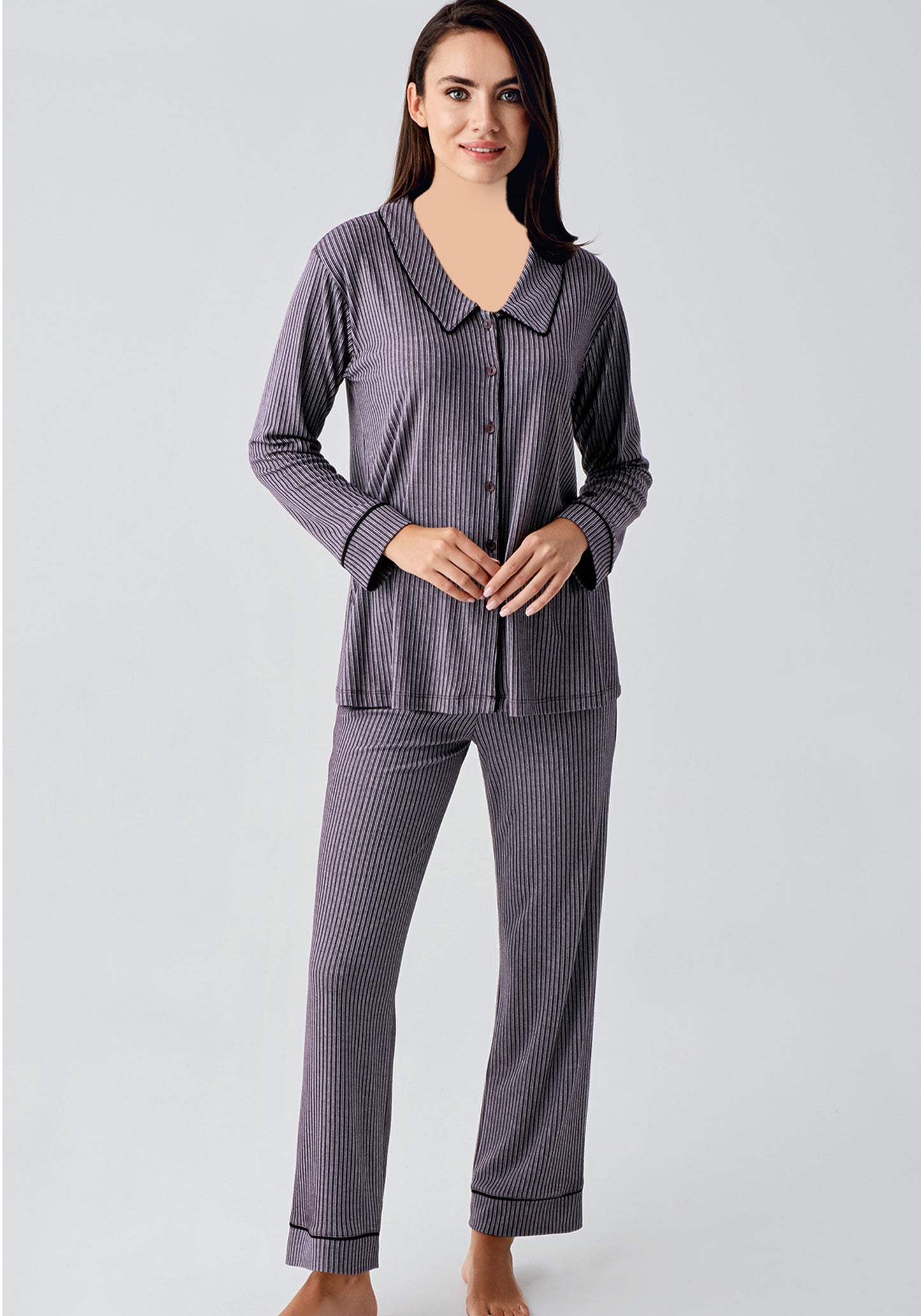 S&L Collar Button Long Sleeve Pajama