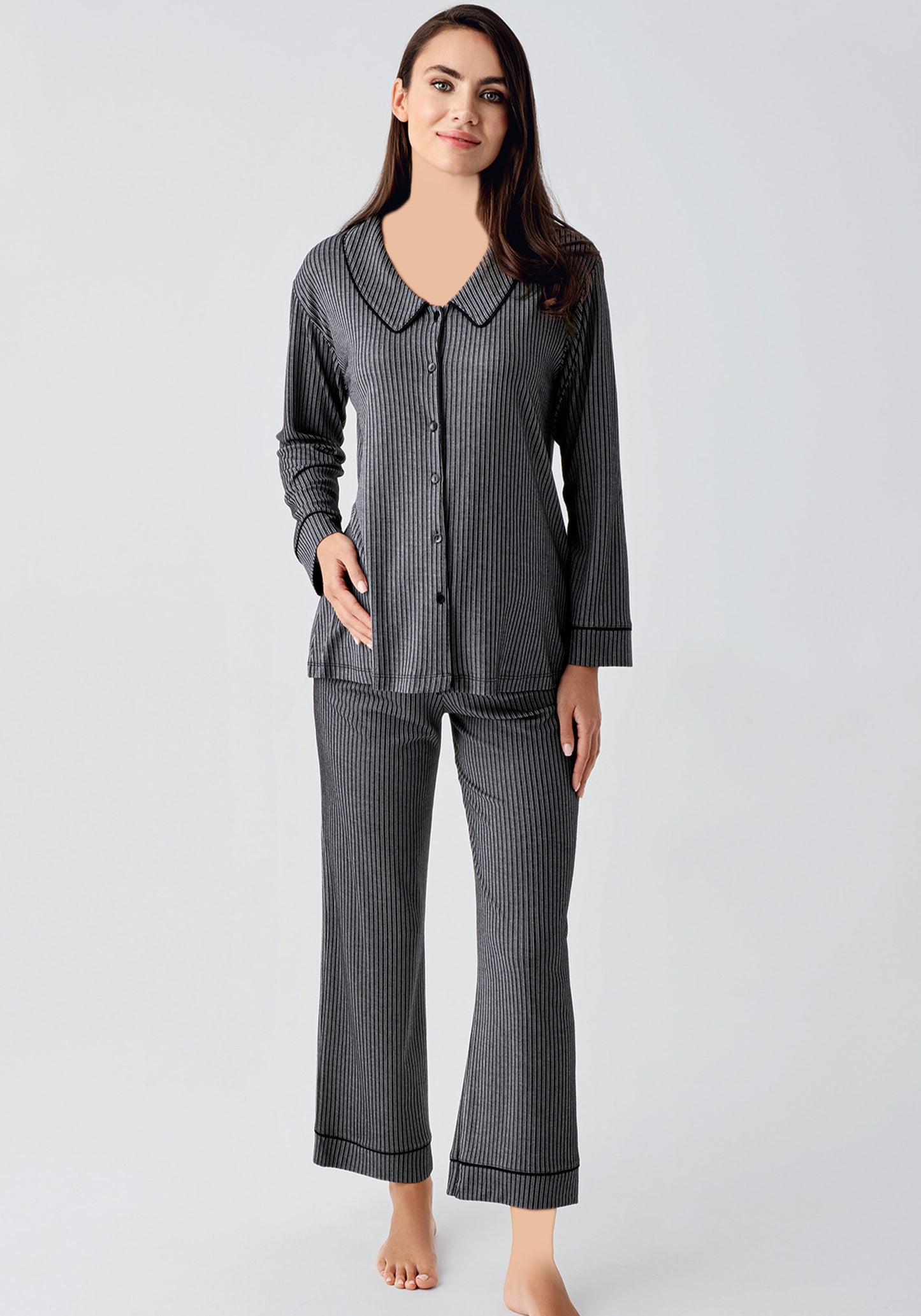 S&L Collar Button Long Sleeve Pajama