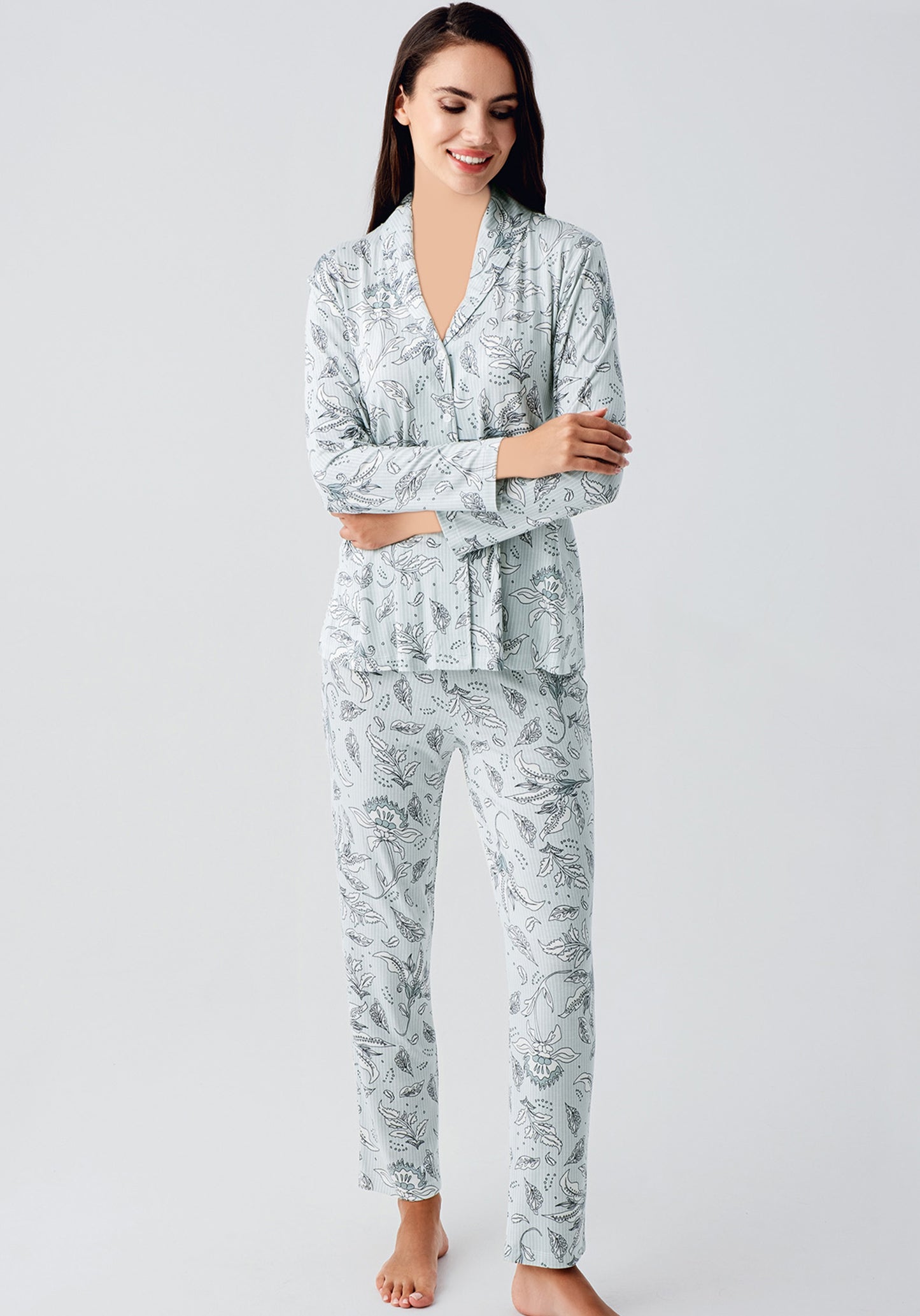 S&L Printed Collar Button Pajama