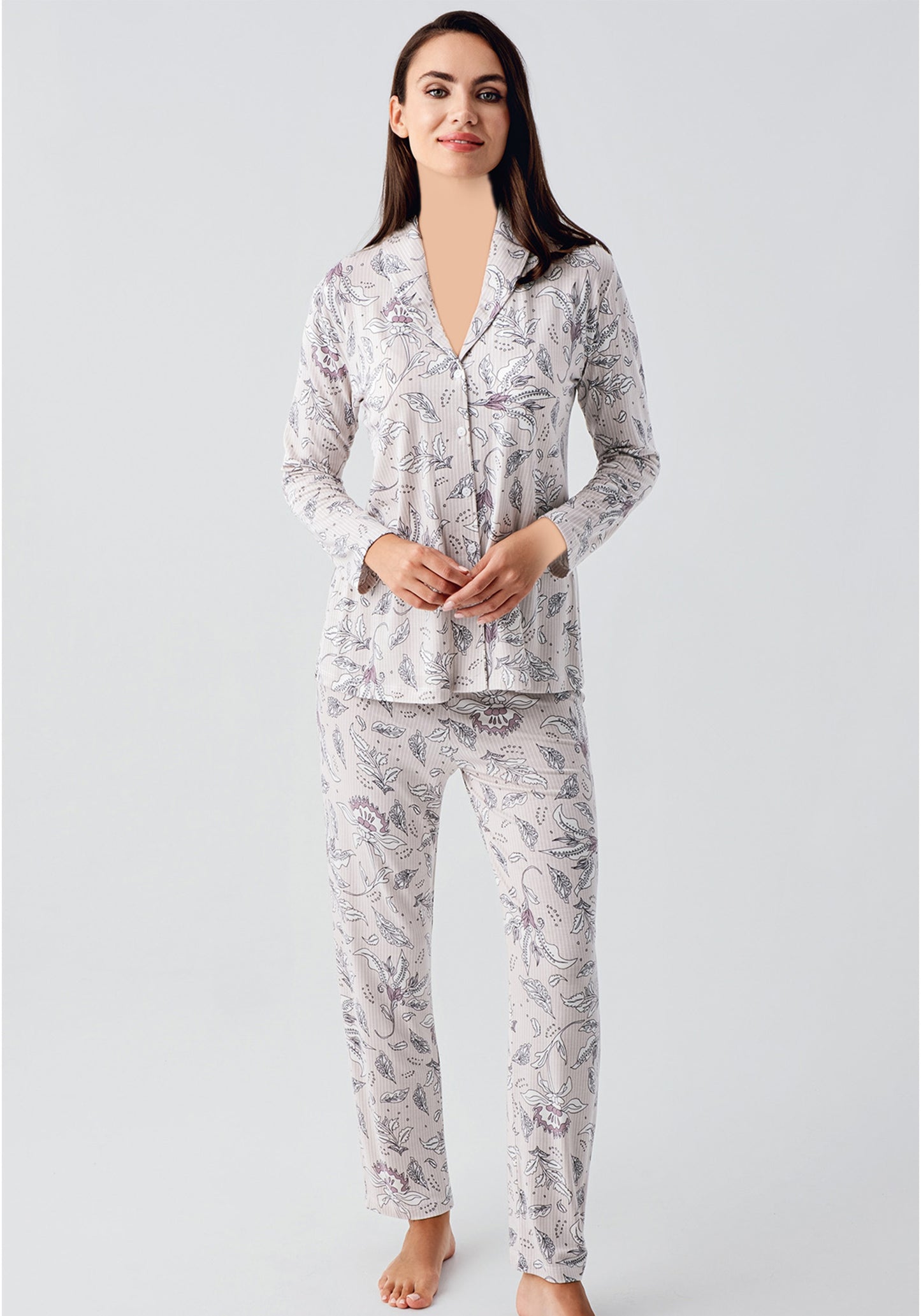 S&L Printed Collar Button Pajama