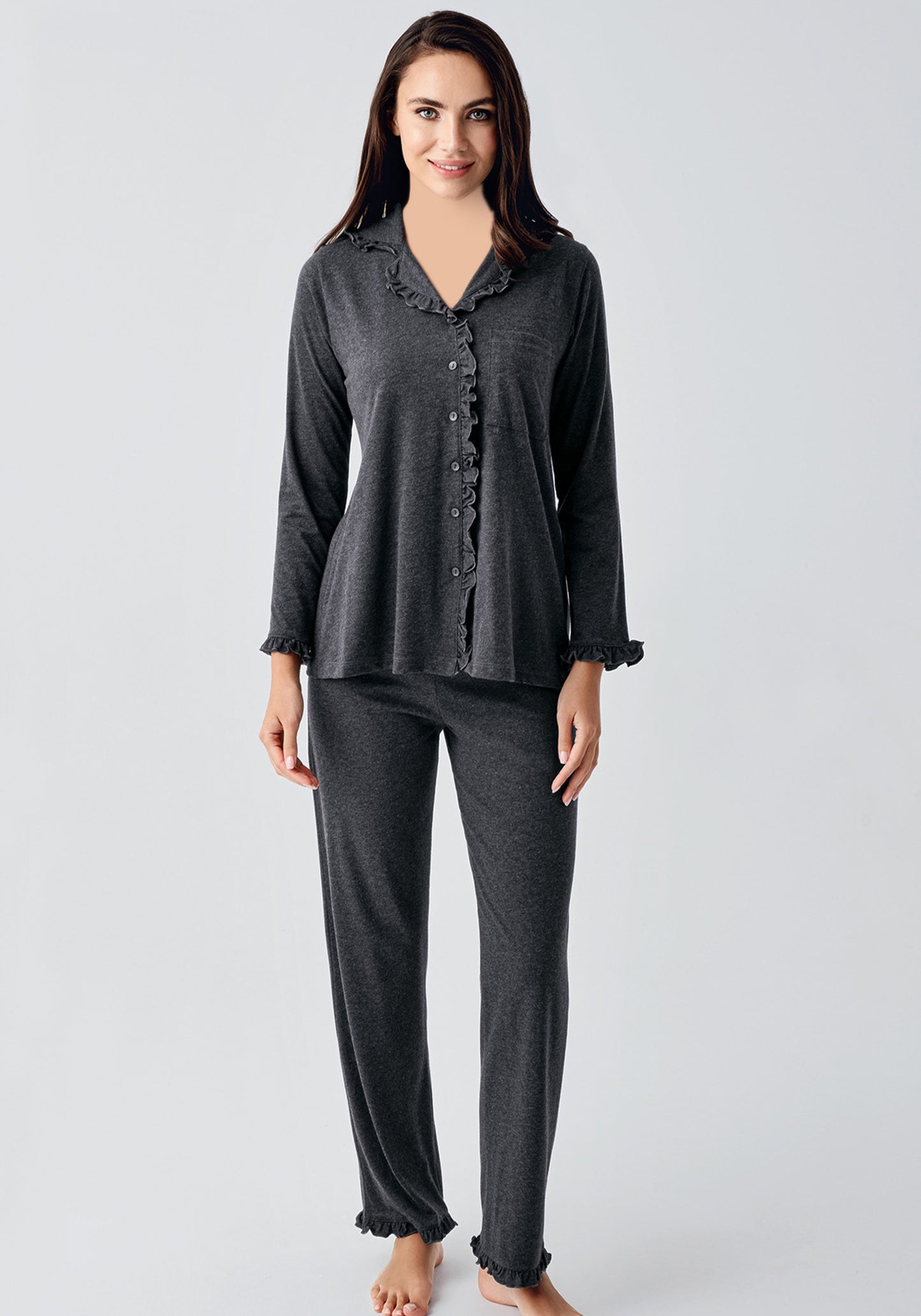 S&L Collar Button Long Sleeve Pajama