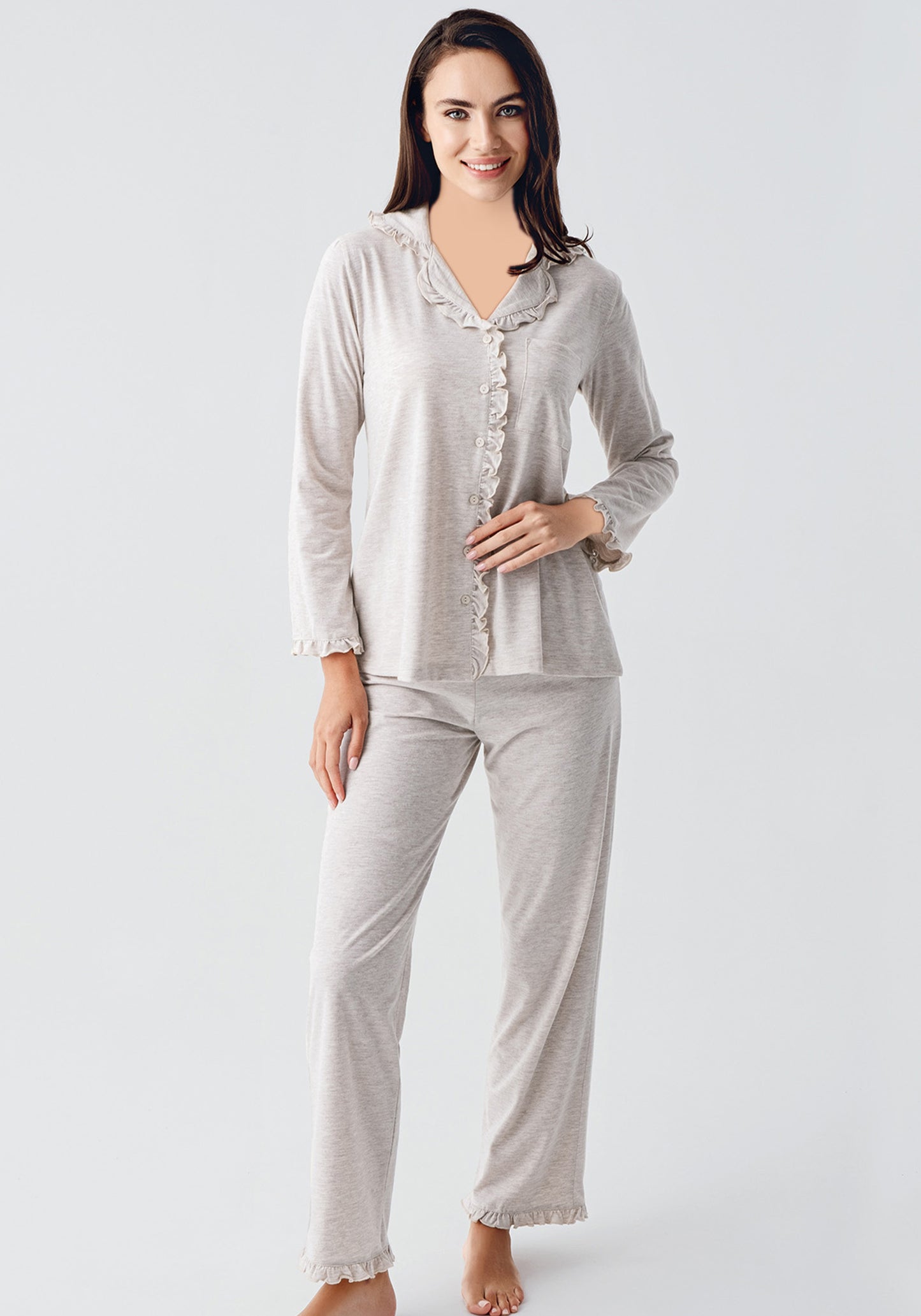 S&L Collar Button Long Sleeve Pajama