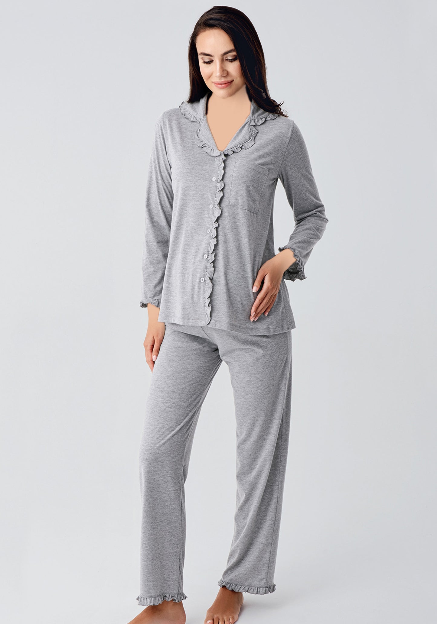 S&L Collar Button Long Sleeve Pajama