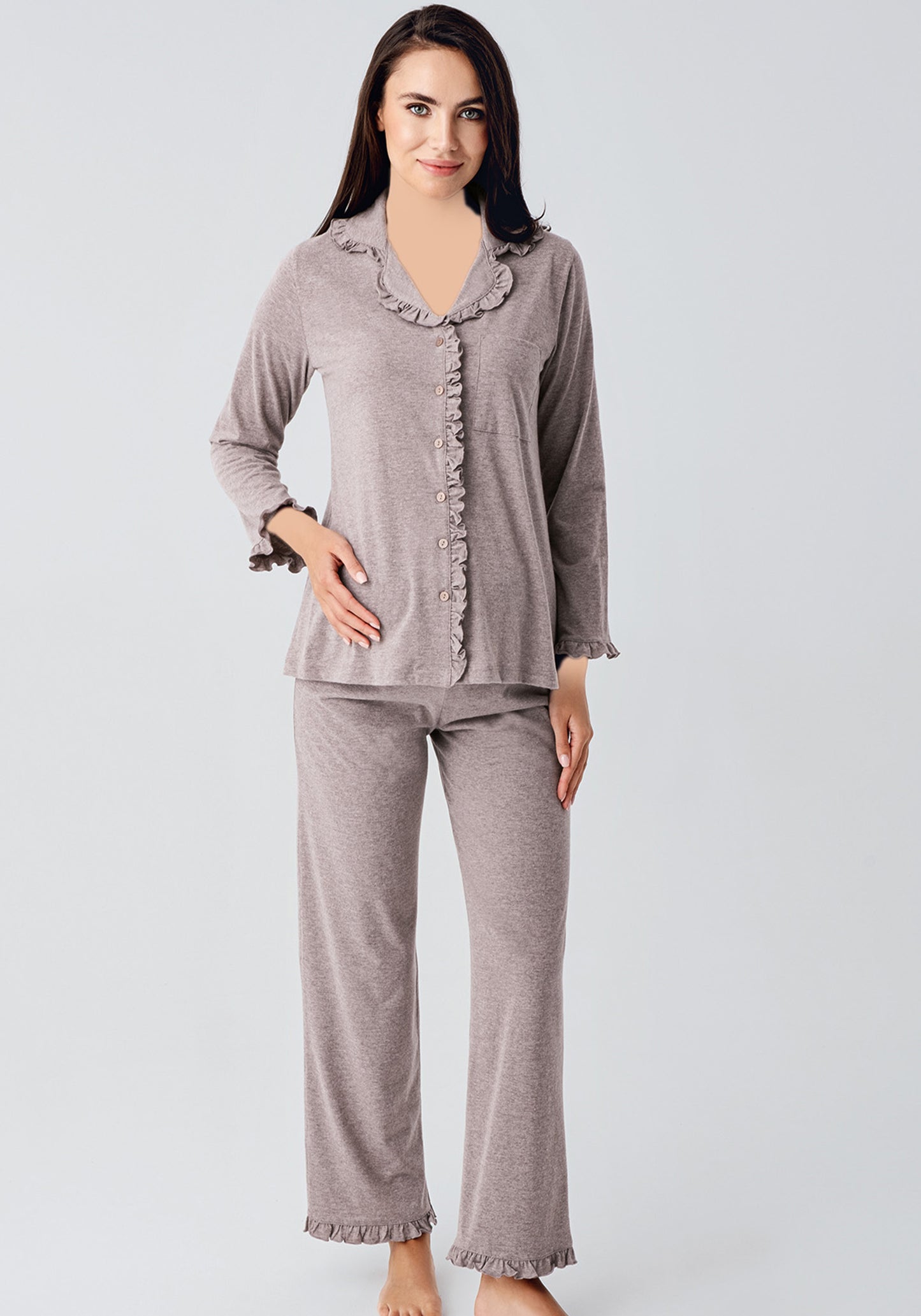 S&L Collar Button Long Sleeve Pajama