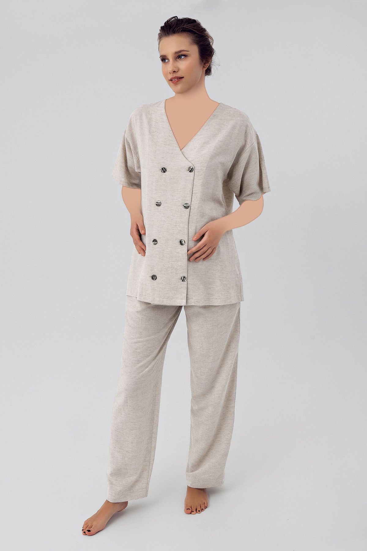 Maternal Linen Shirt & Pants Set