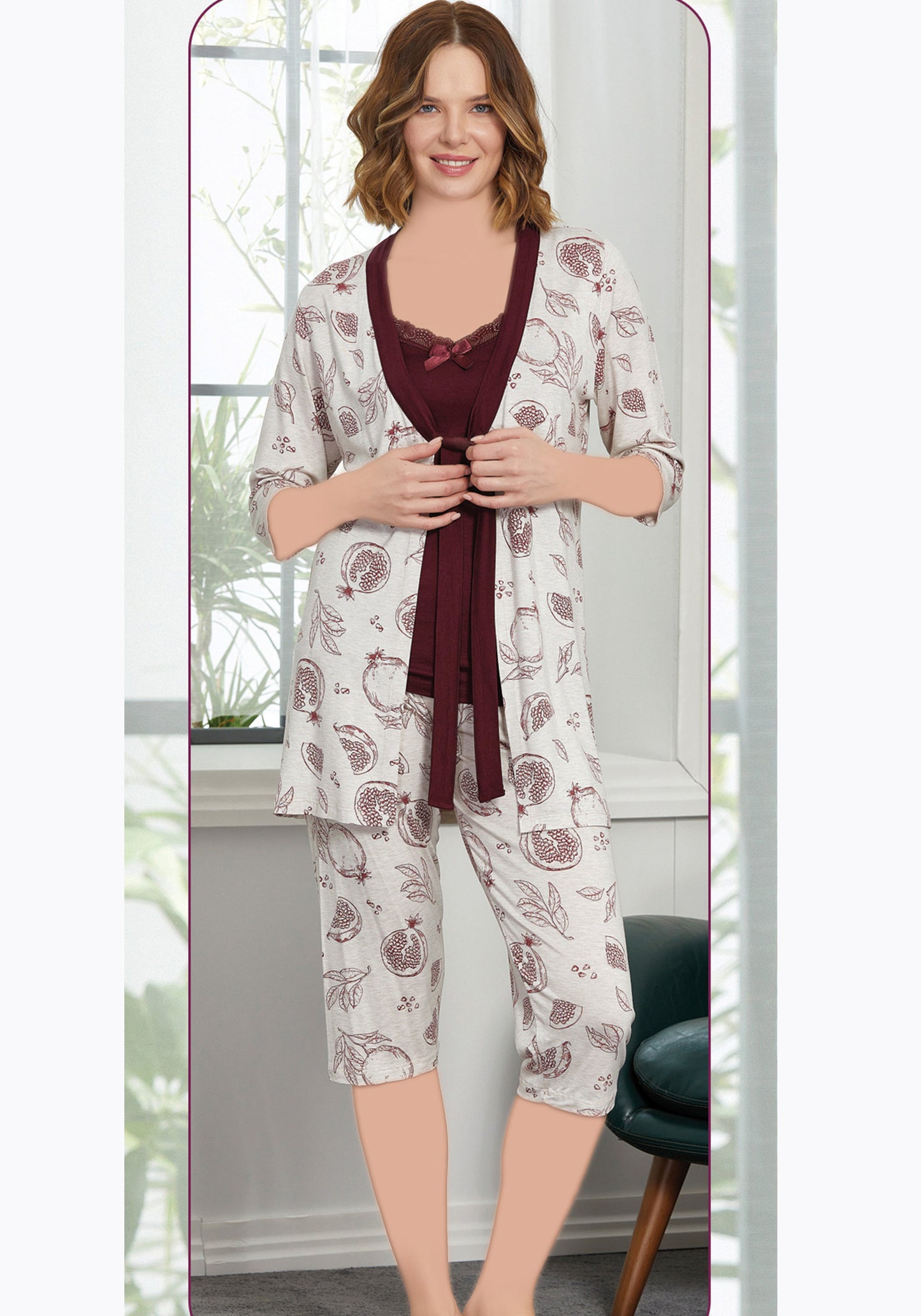 S&L 3 Piece Capri Set with Robe