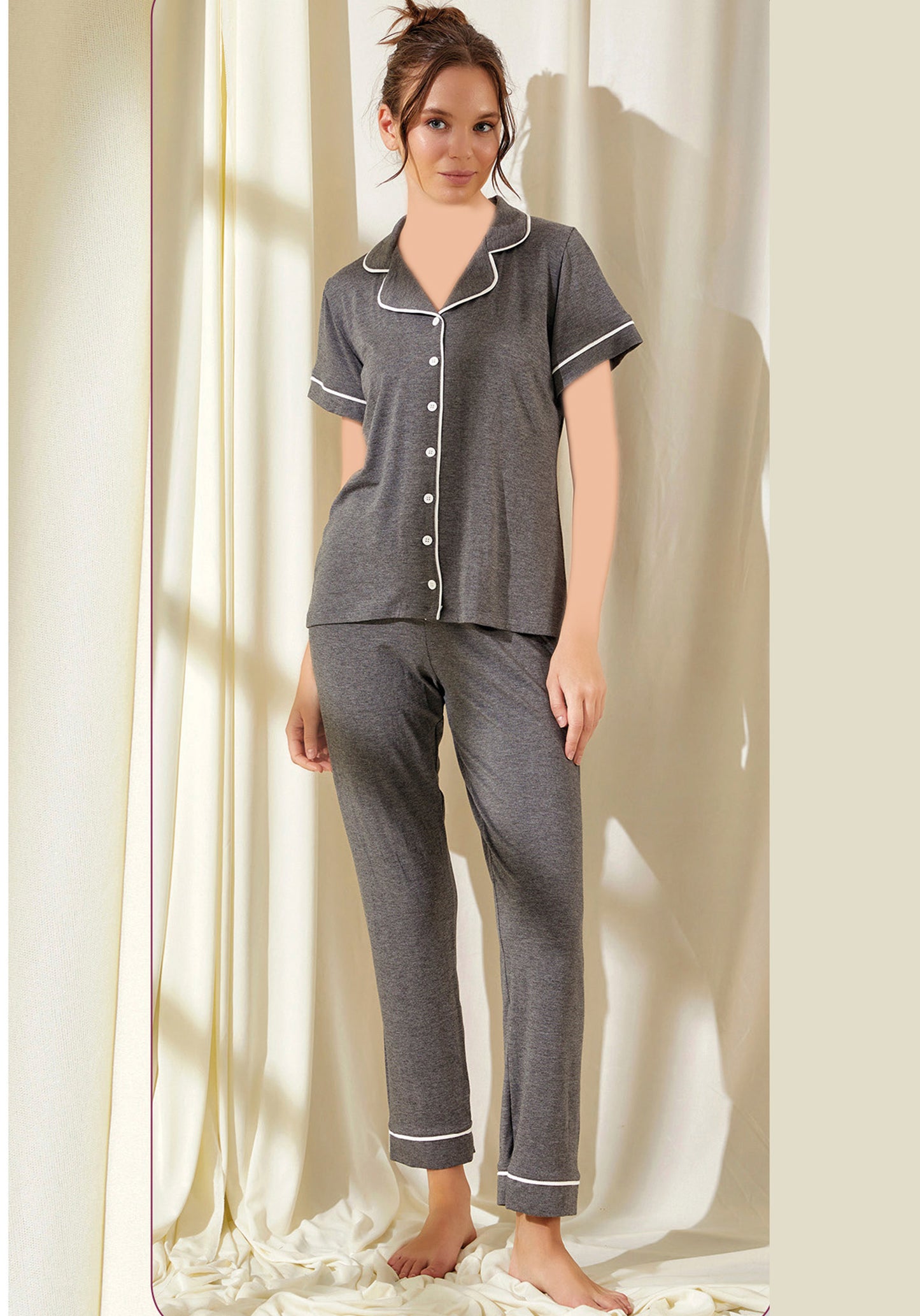 PLUS Collar Button Short Sleeve Pajama