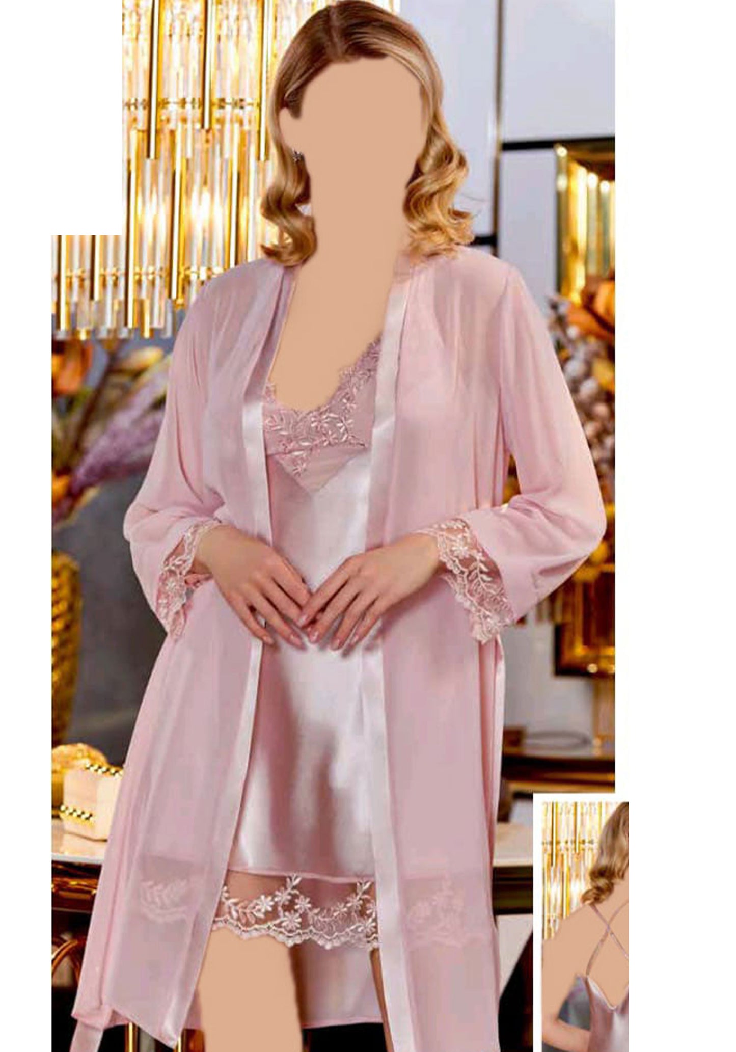 LNGR 2 Piece Satin Robe Set