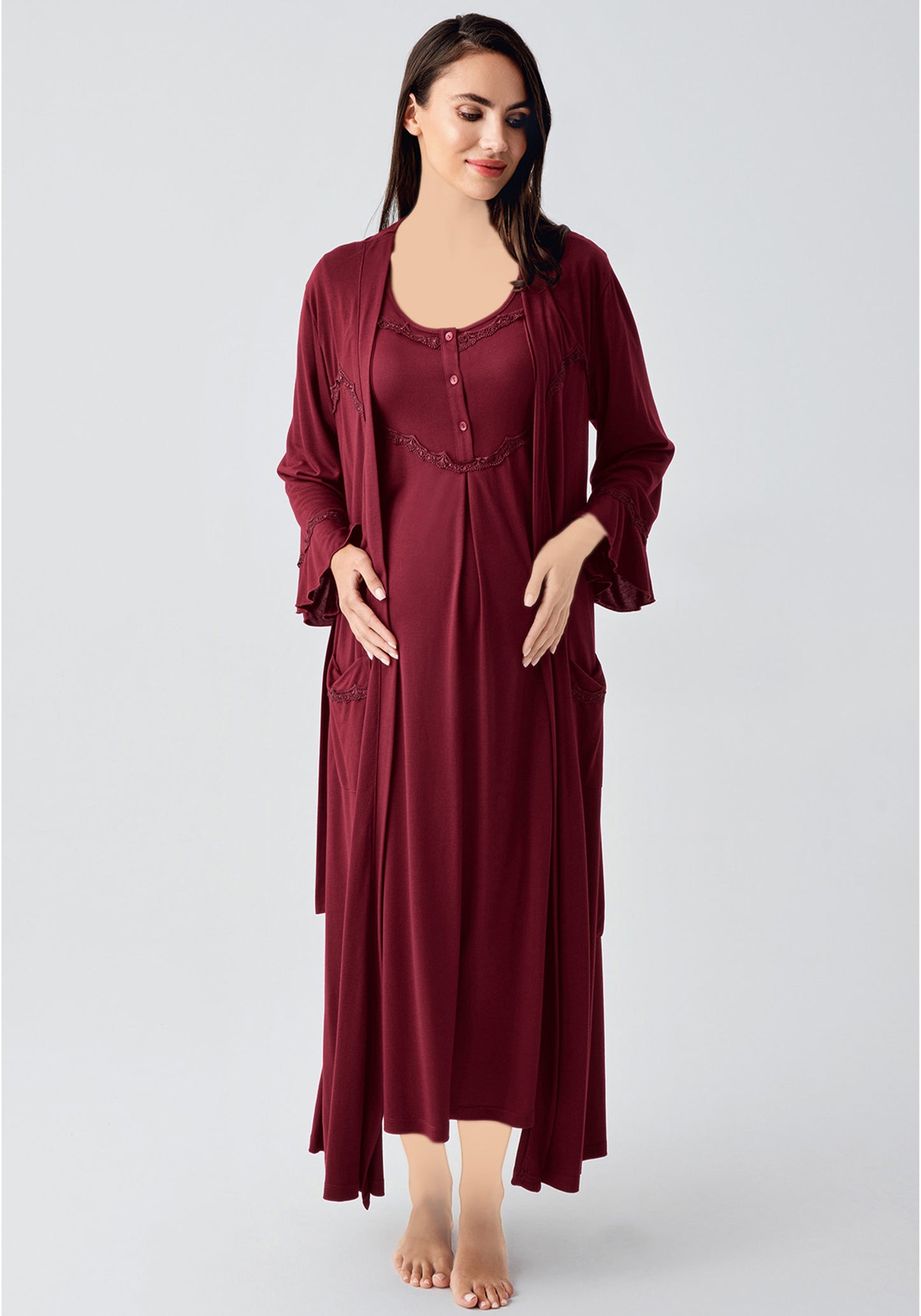 Maternal Long Robe Set