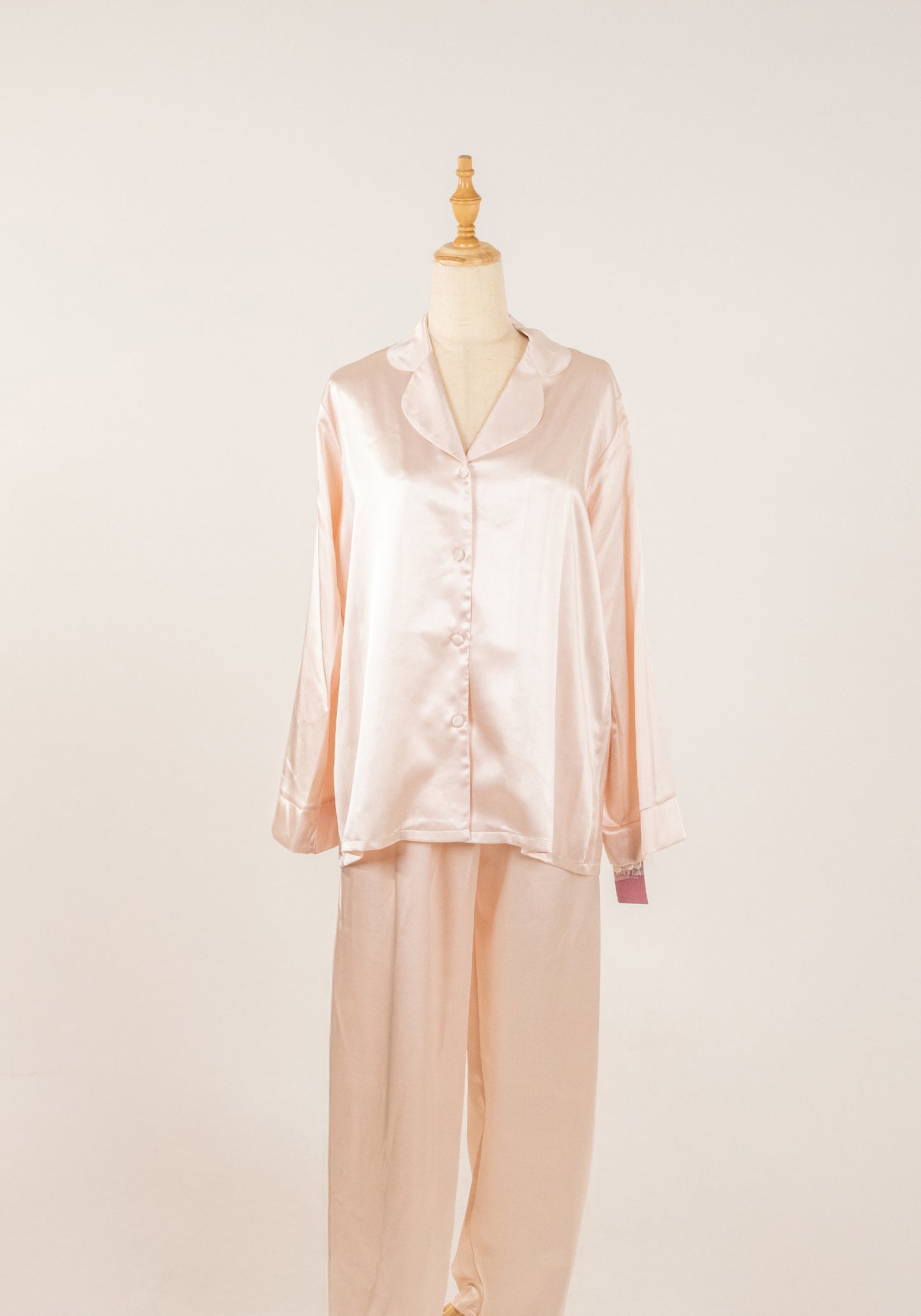 LNGR Satin Collar Button Long Sleeves Pajamas