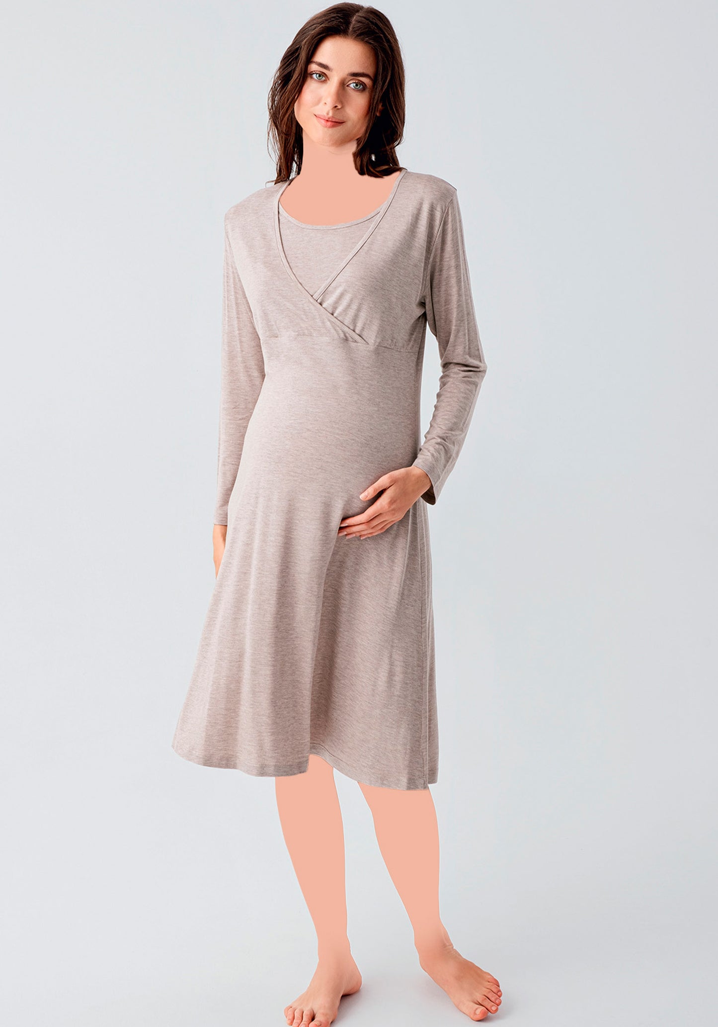 Maternal Long Sleeve Short Nighty