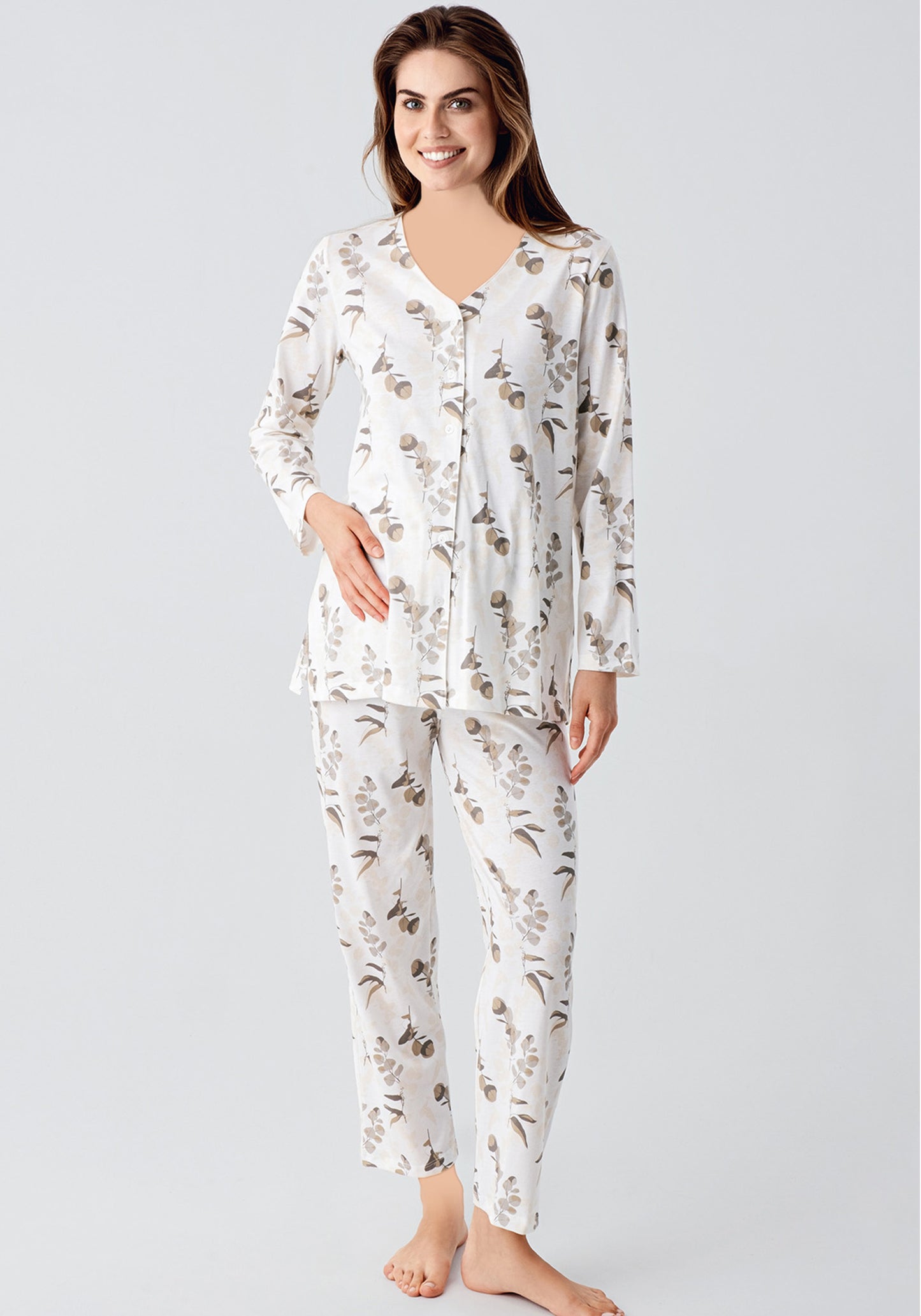 S&L Button Printed Long Sleeve Pajama