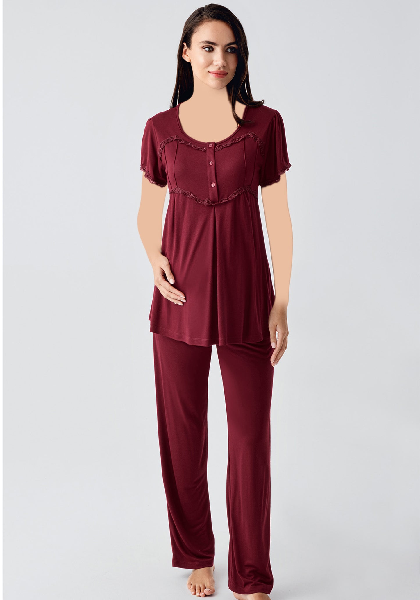 Maternal 3 Piece Robe Pajamas Set