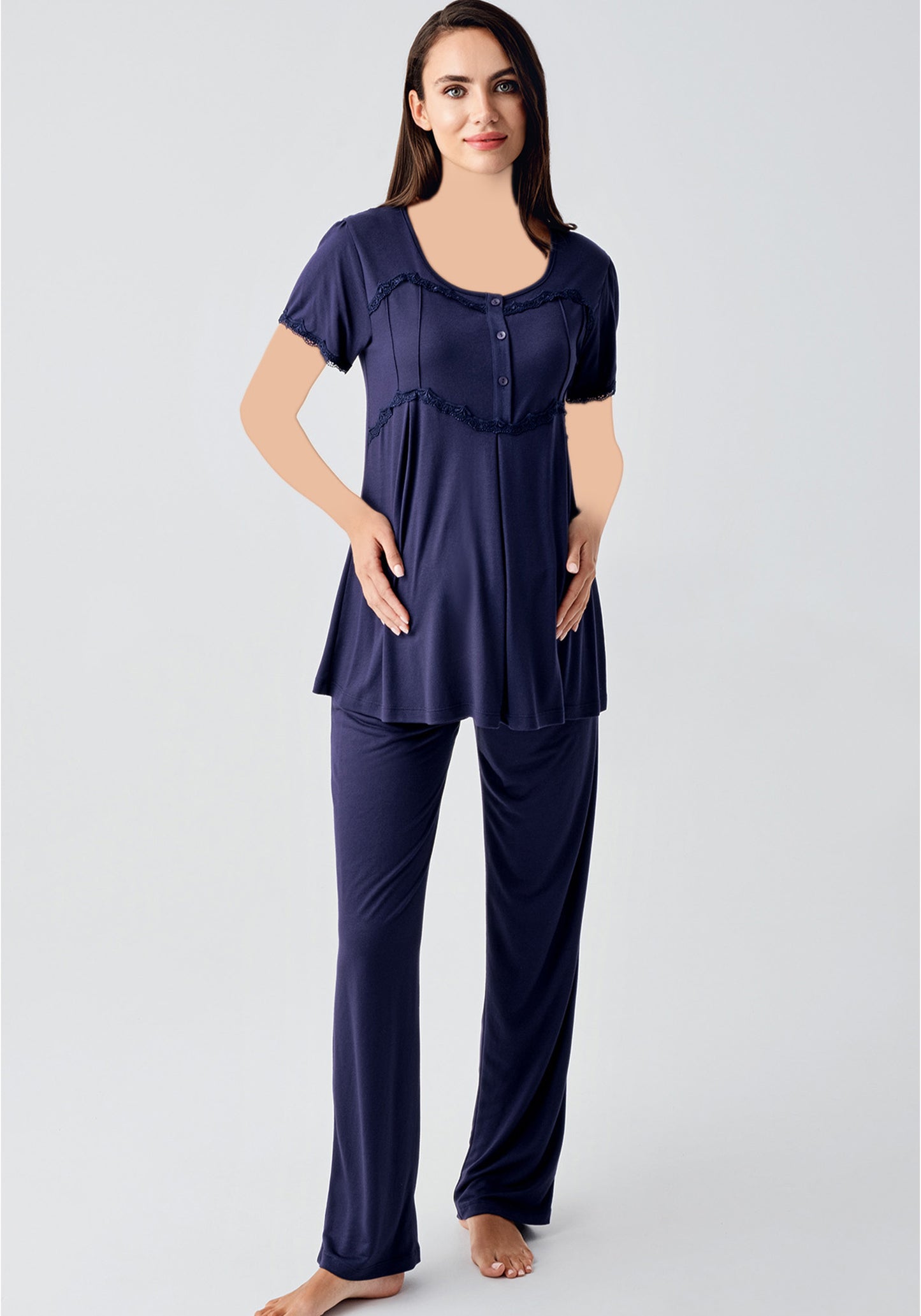 Maternal 3 Piece Robe Pajamas Set