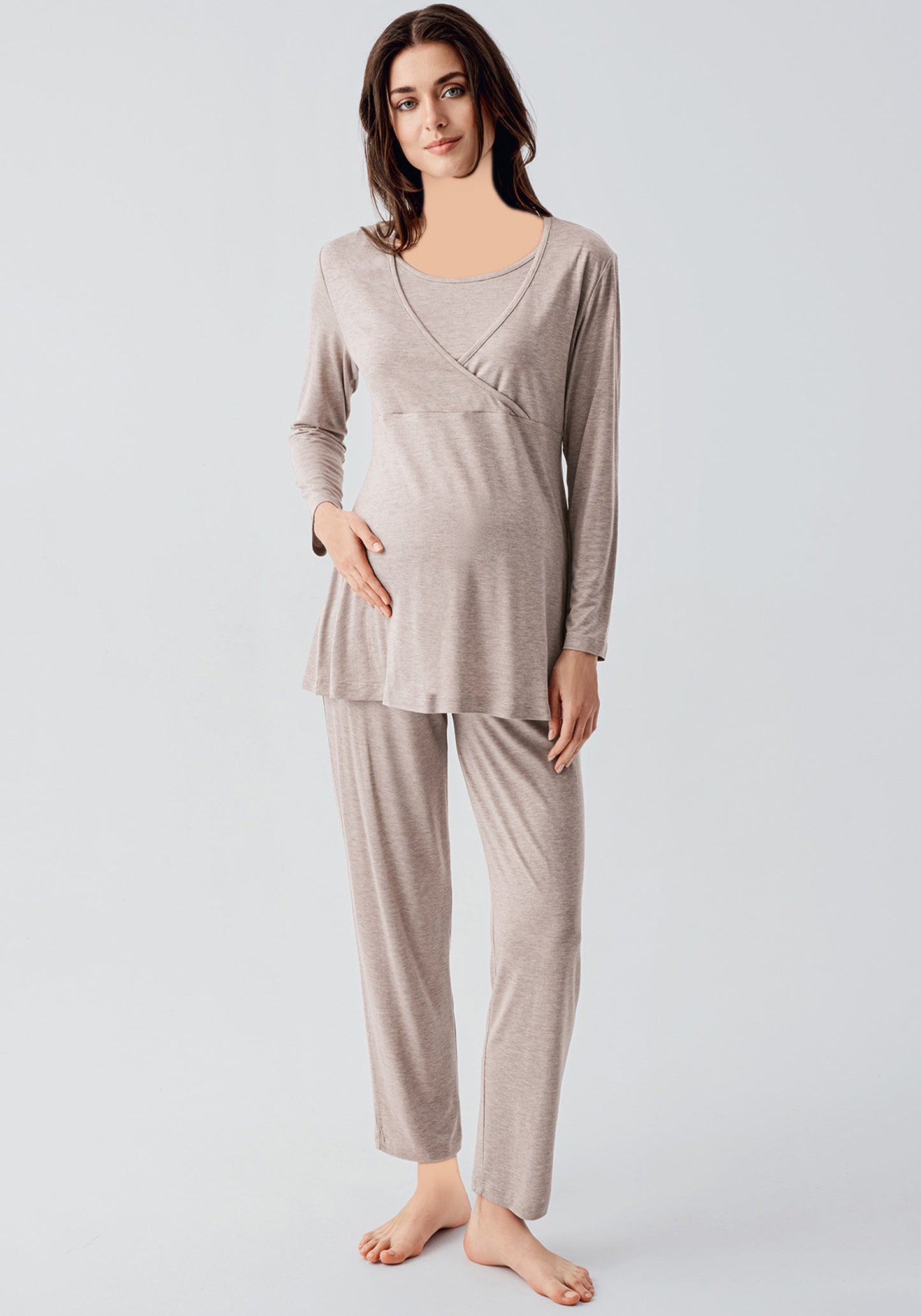 Maternal 3 Piece Robe Pajamas Set