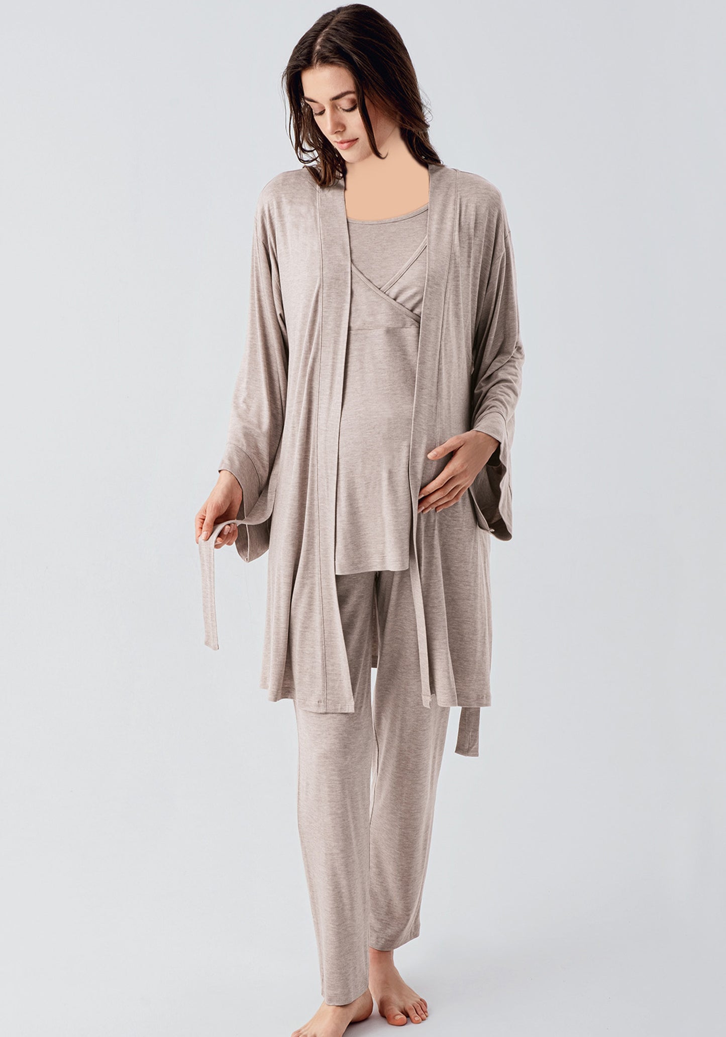 Maternal 3 Piece Robe Pajamas Set