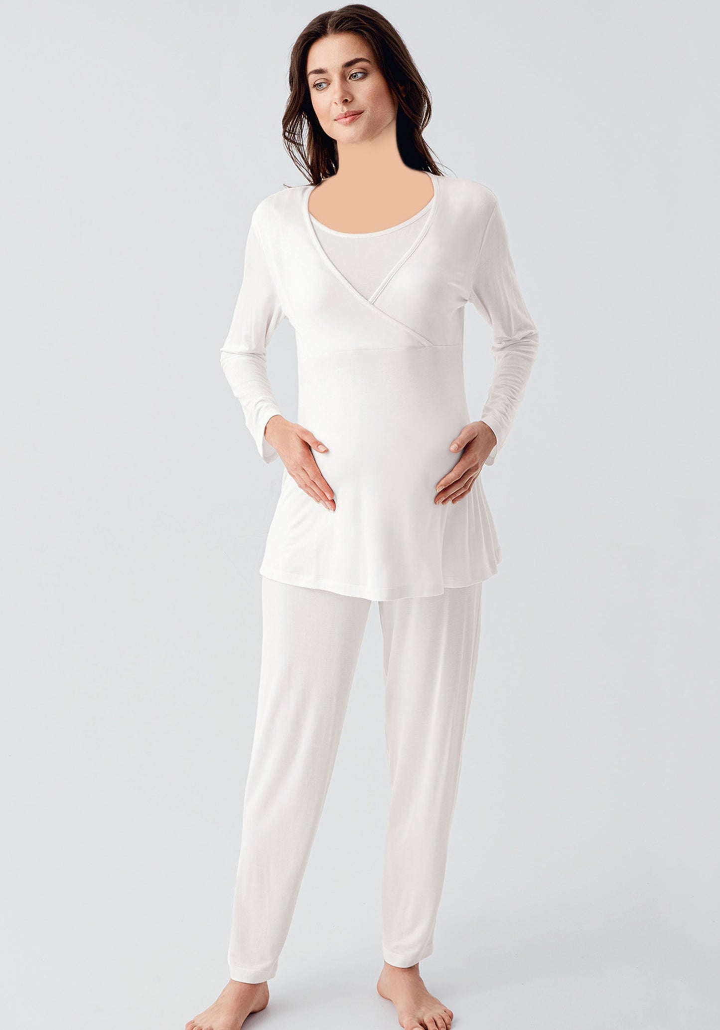 Maternal 3 Piece Robe Pajamas Set