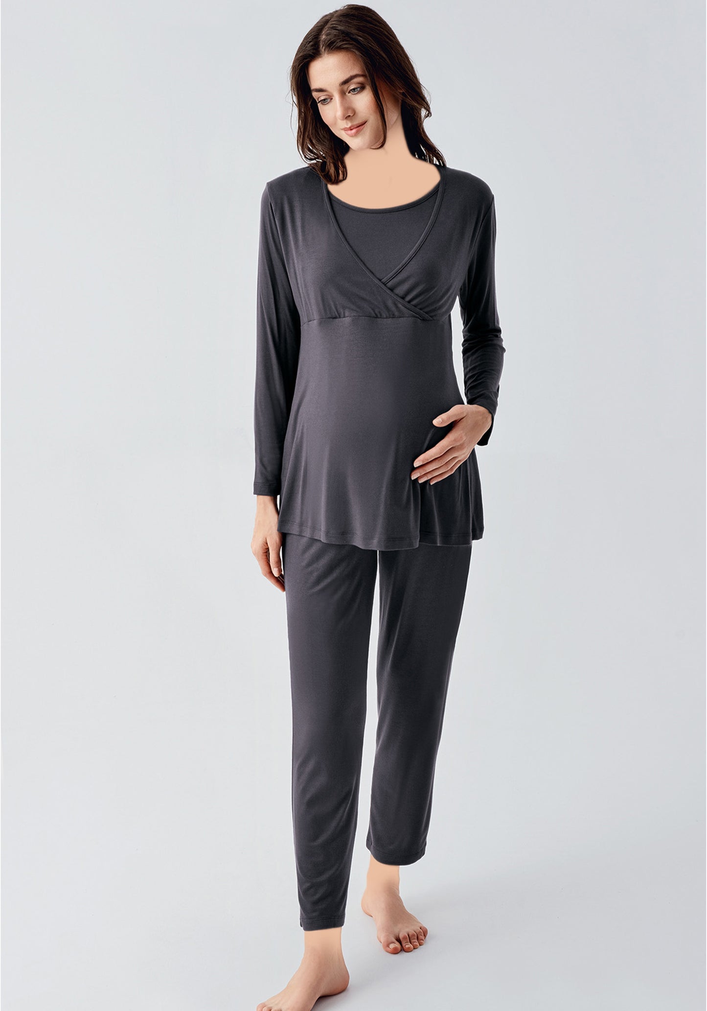 Maternal 3 Piece Robe Pajamas Set