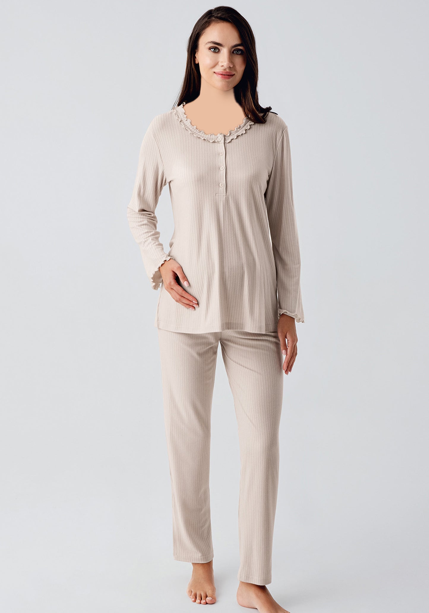 Maternal 3 Piece Velour Robe Pajamas Set