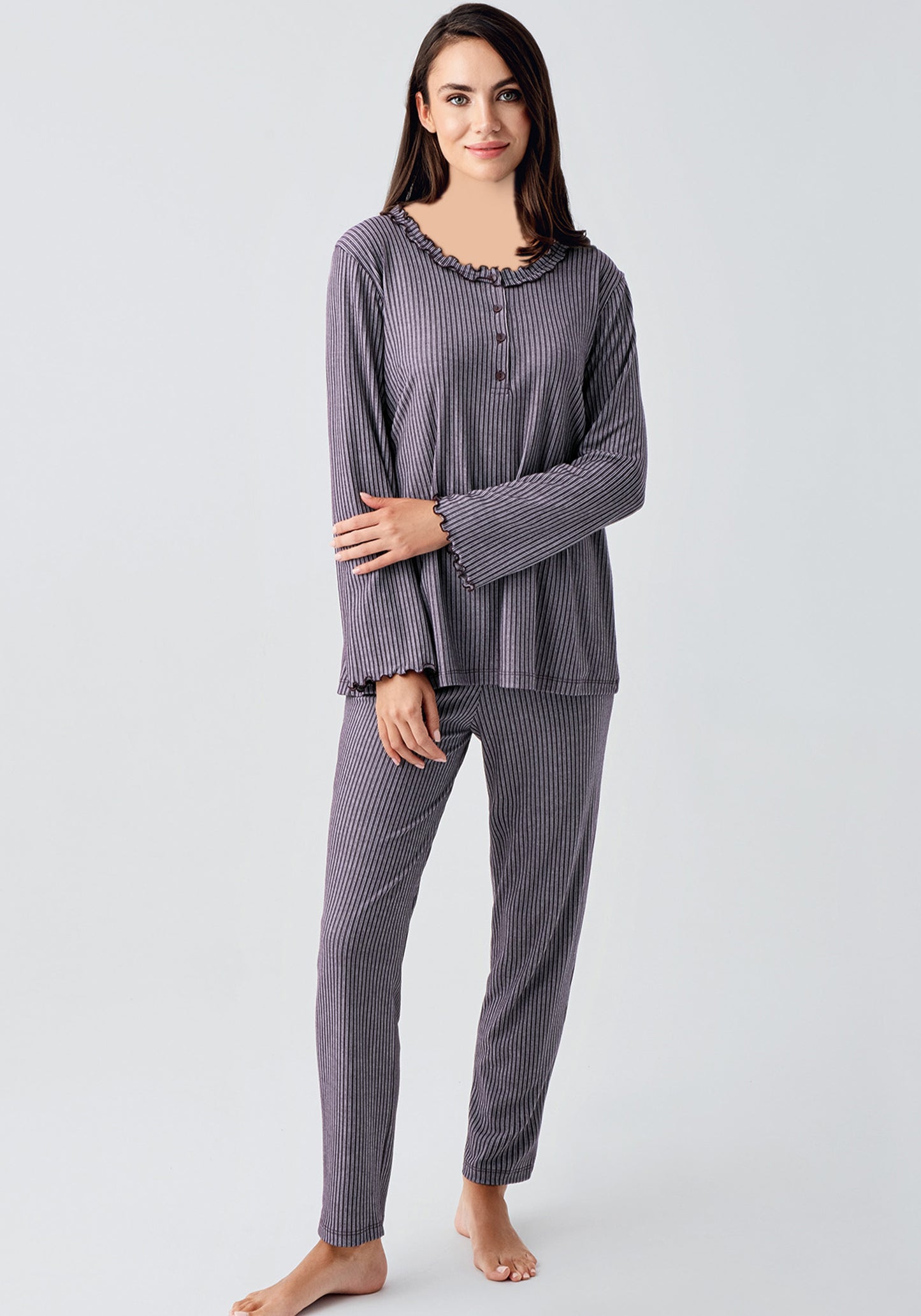 Maternal 3 Piece Velour Robe Pajamas Set