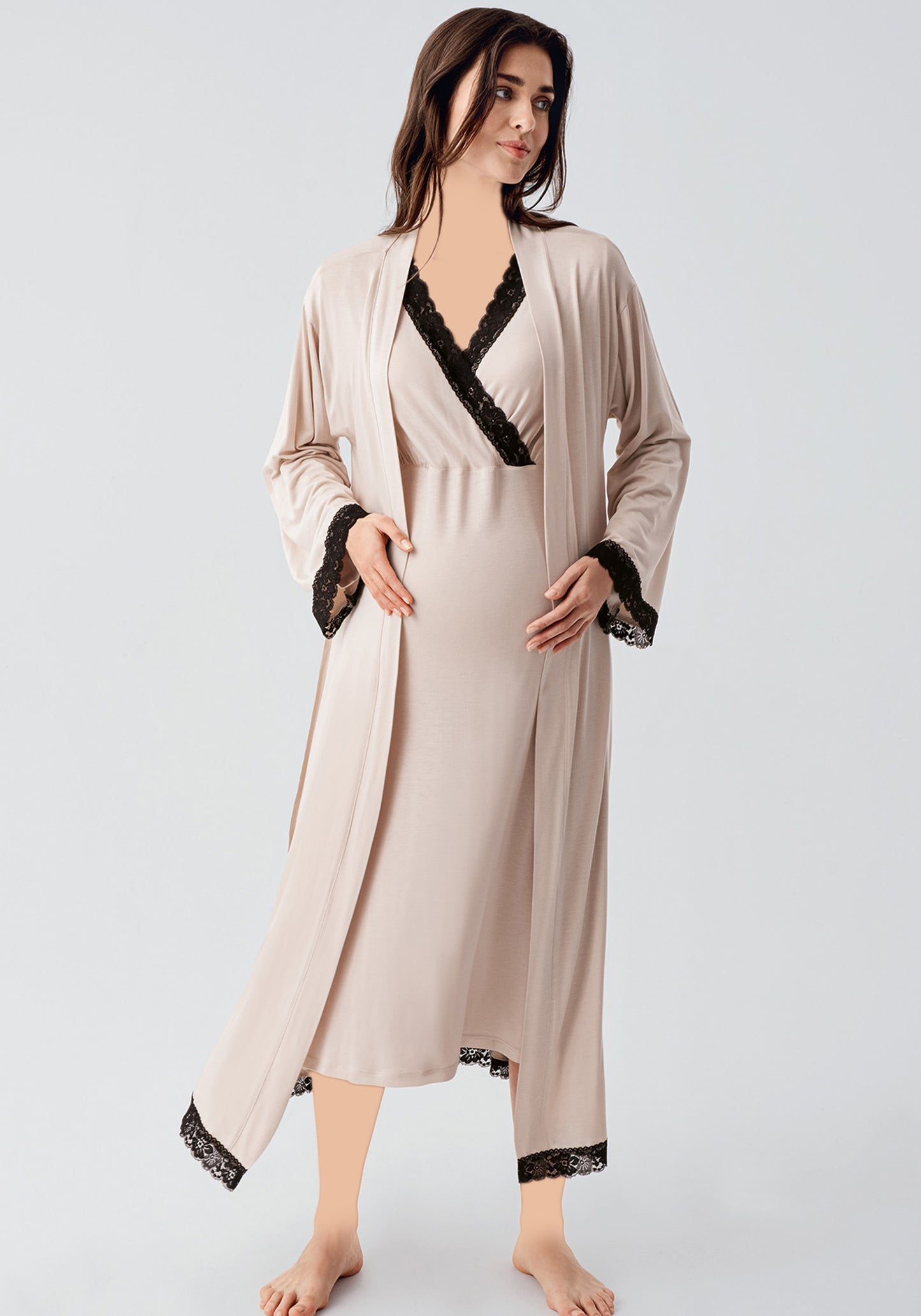 Maternal 2 Piece Robe Nighty Set