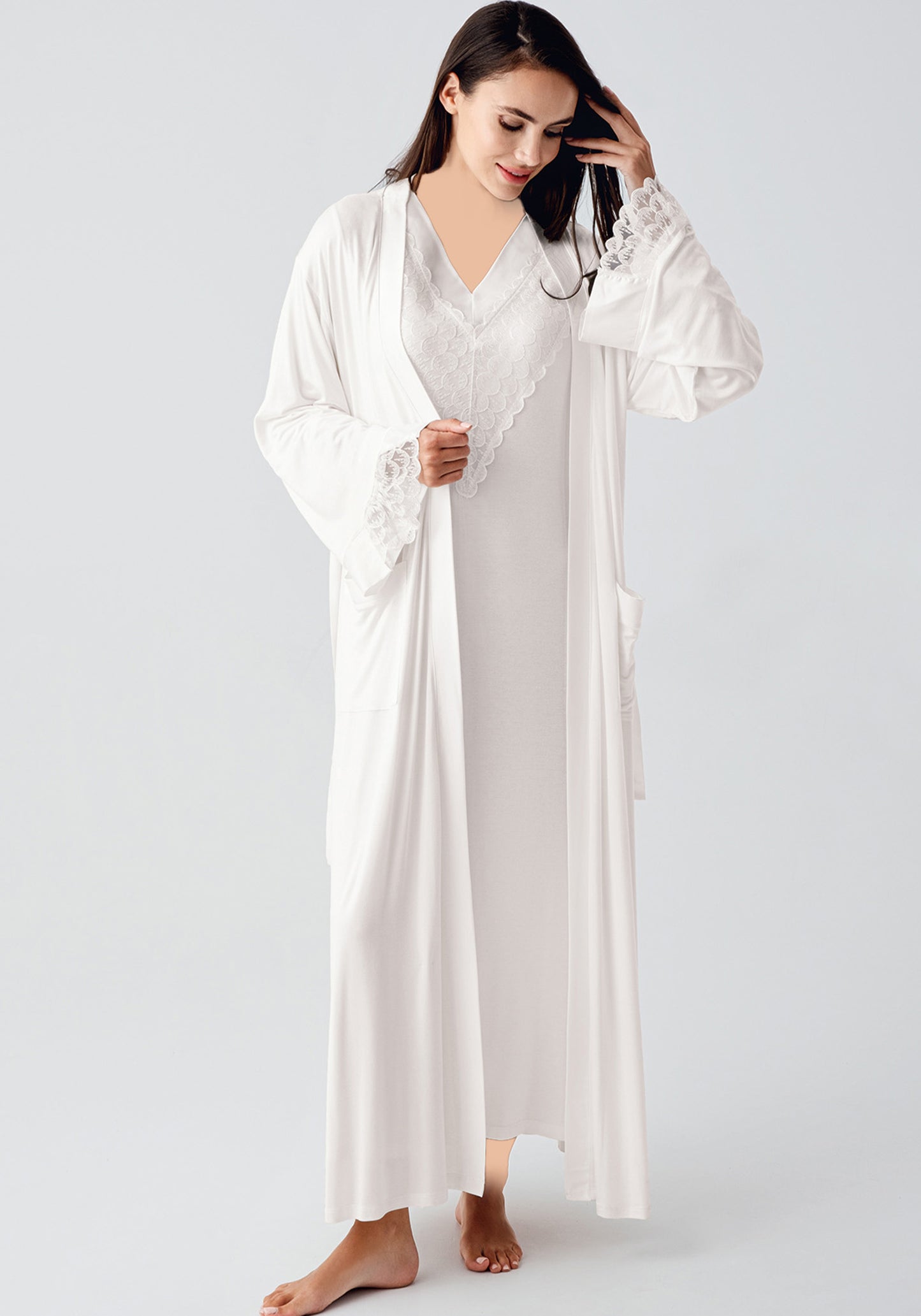 S&L Long Sleeve Long Robe And Night Set