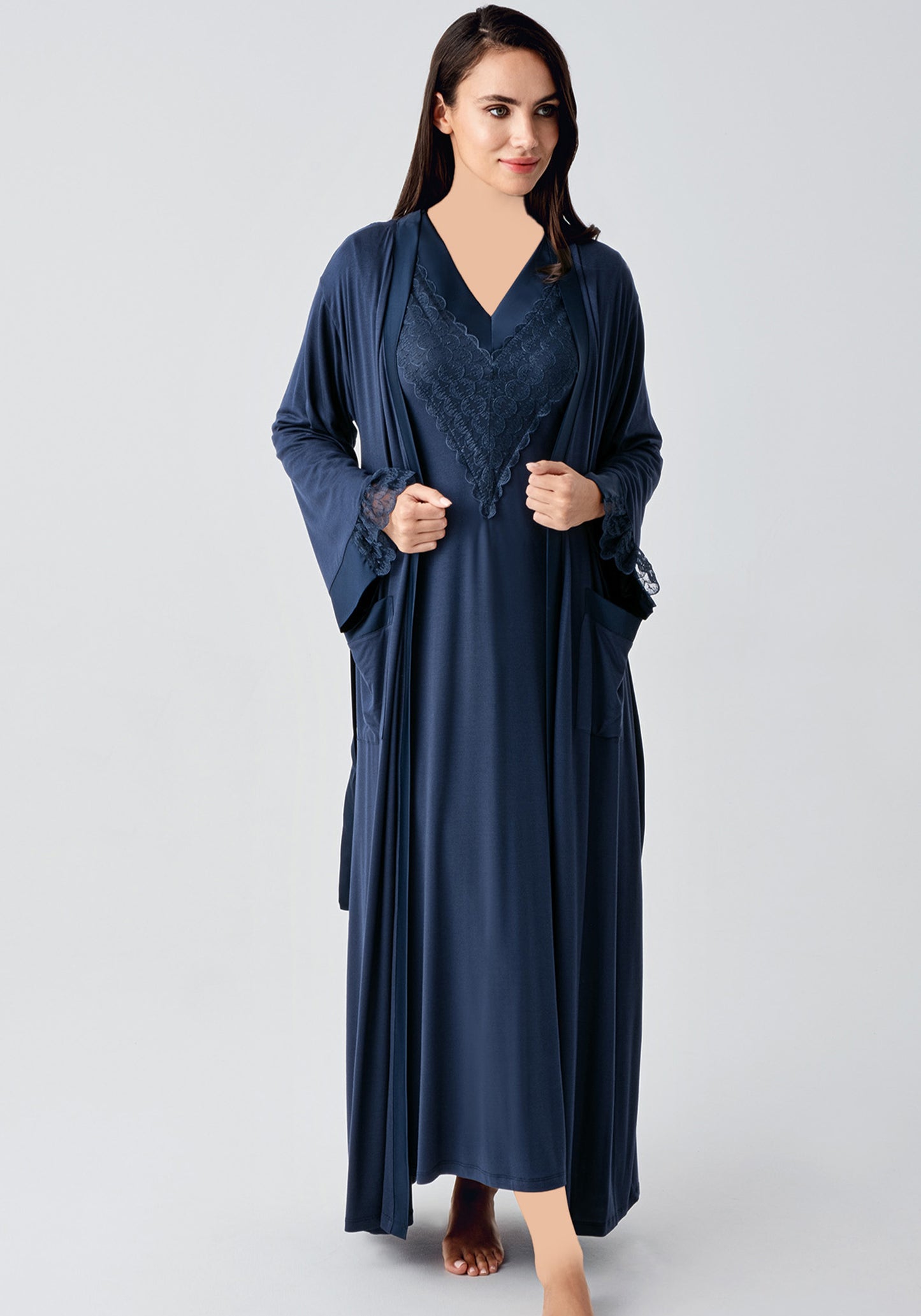 S&L Long Sleeve Long Robe And Night Set