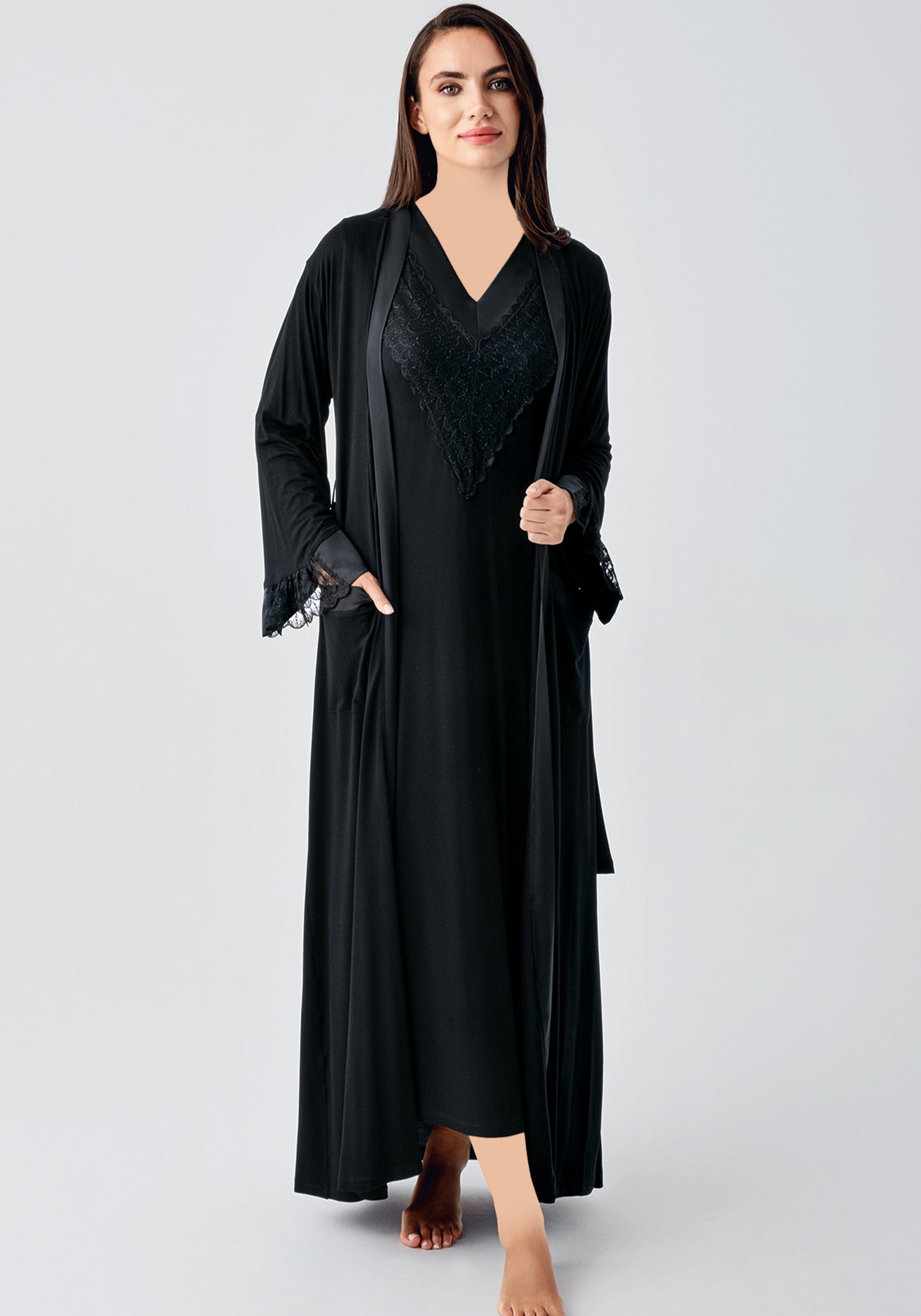 S&L Long Sleeve Long Robe And Night Set