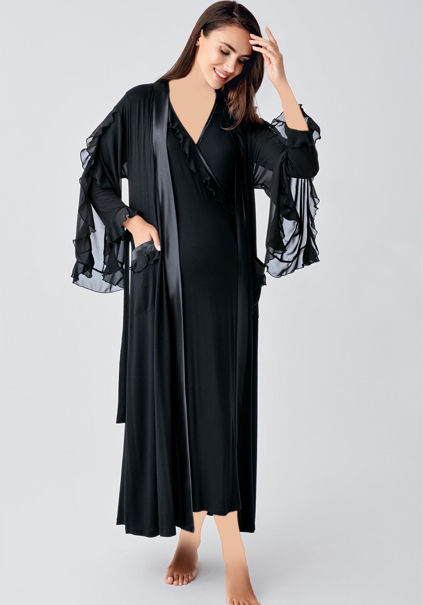 S&L Long Sleeve Long Robe And Night Set