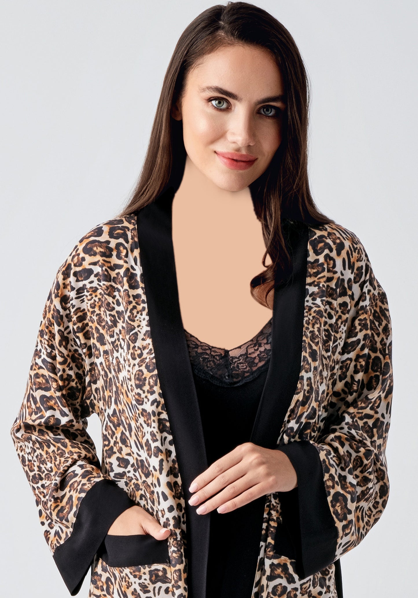 S&L Leopard Short Robe And Nighty Set