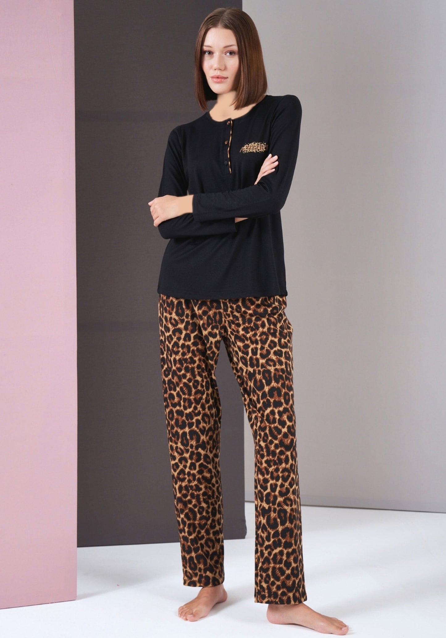 S&L Leopard Long Sleeve Pajamas