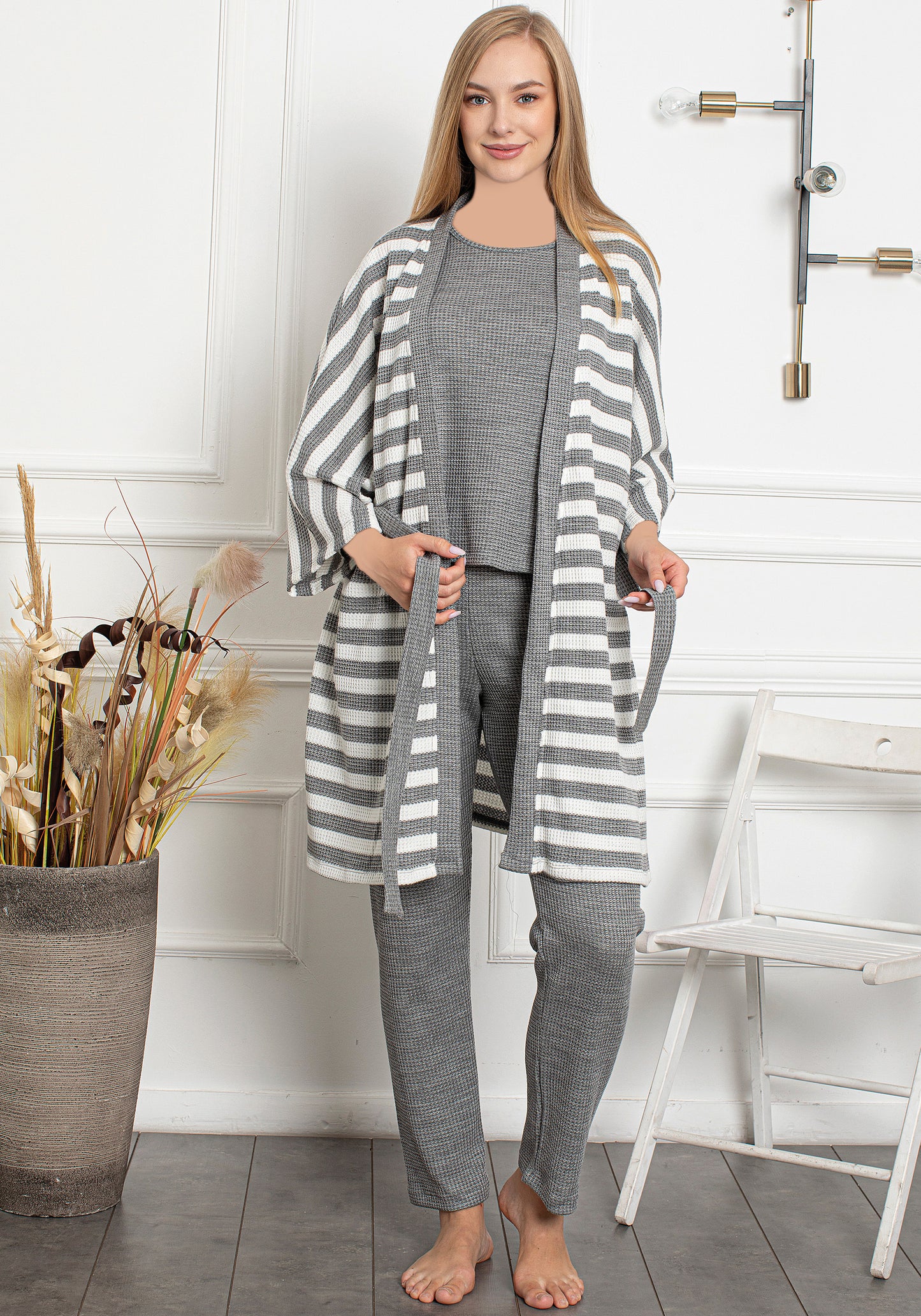 S&L 3 Piece Pajama With Robe Set