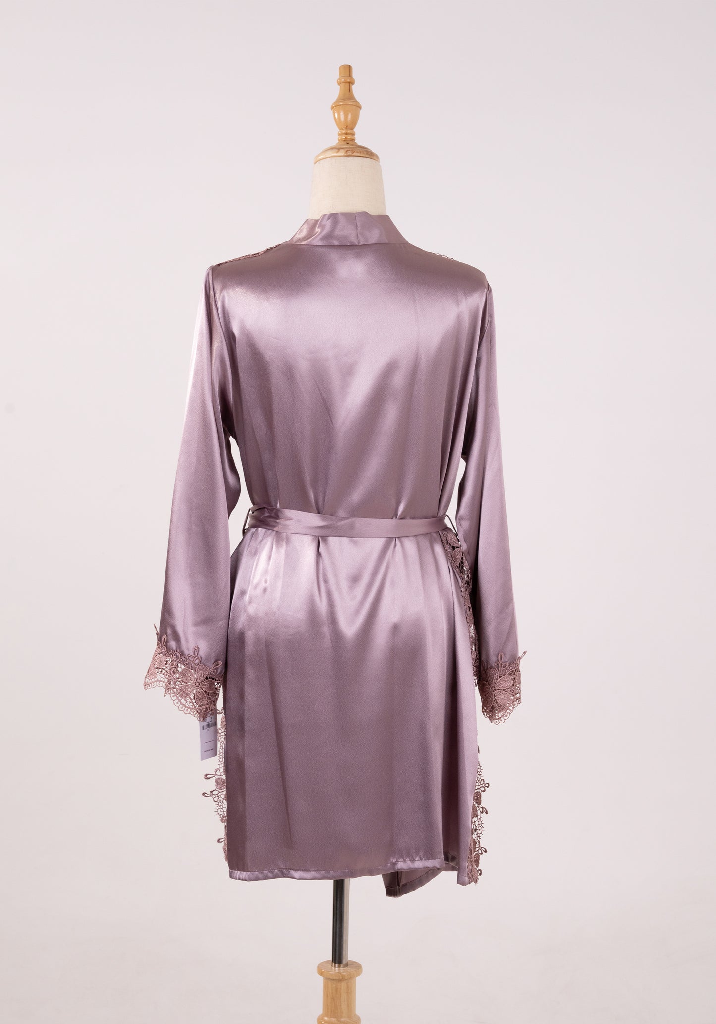 LNGR Satin Short Robe With Lace