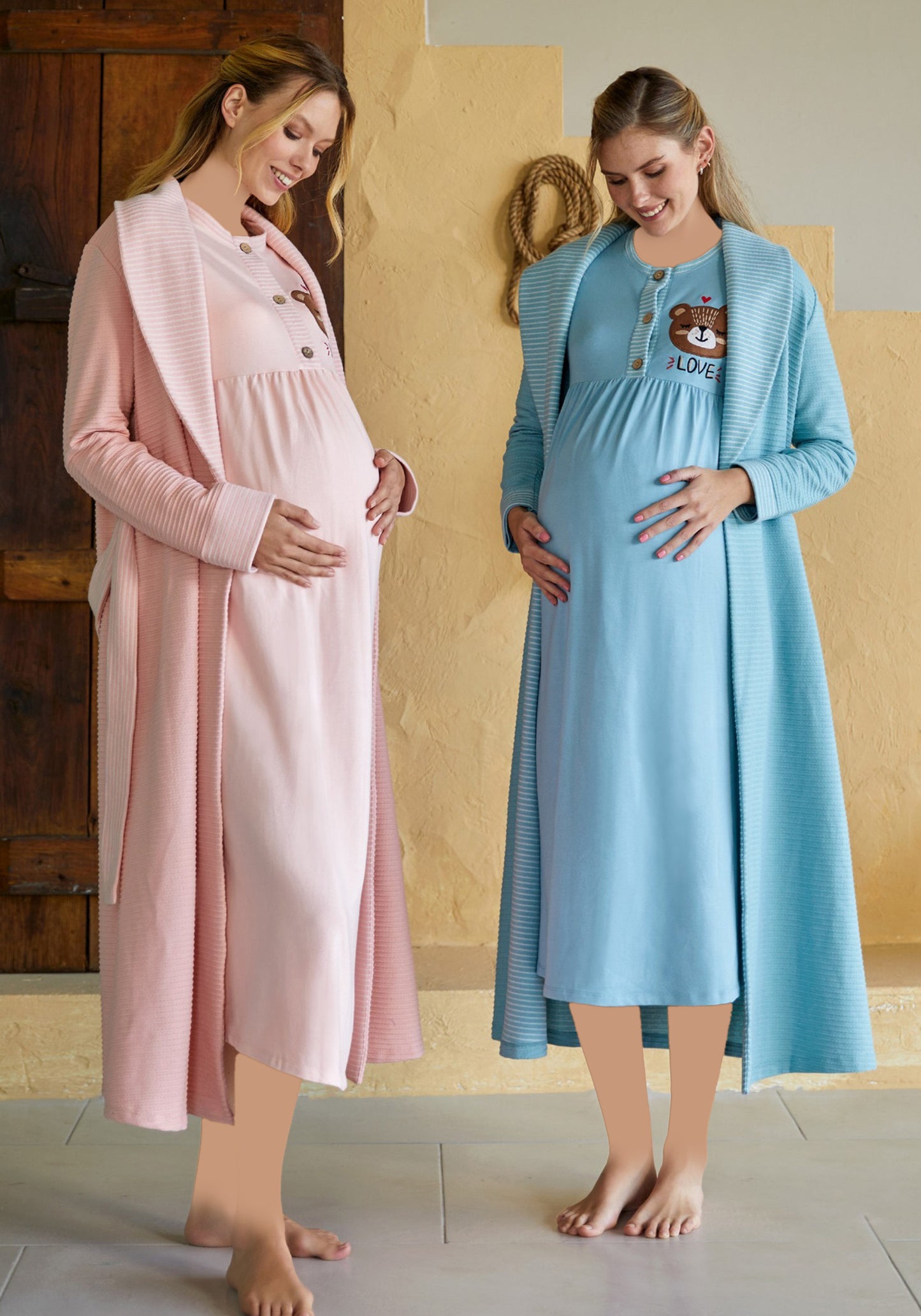 Maternal Long Nighty And Robe Set