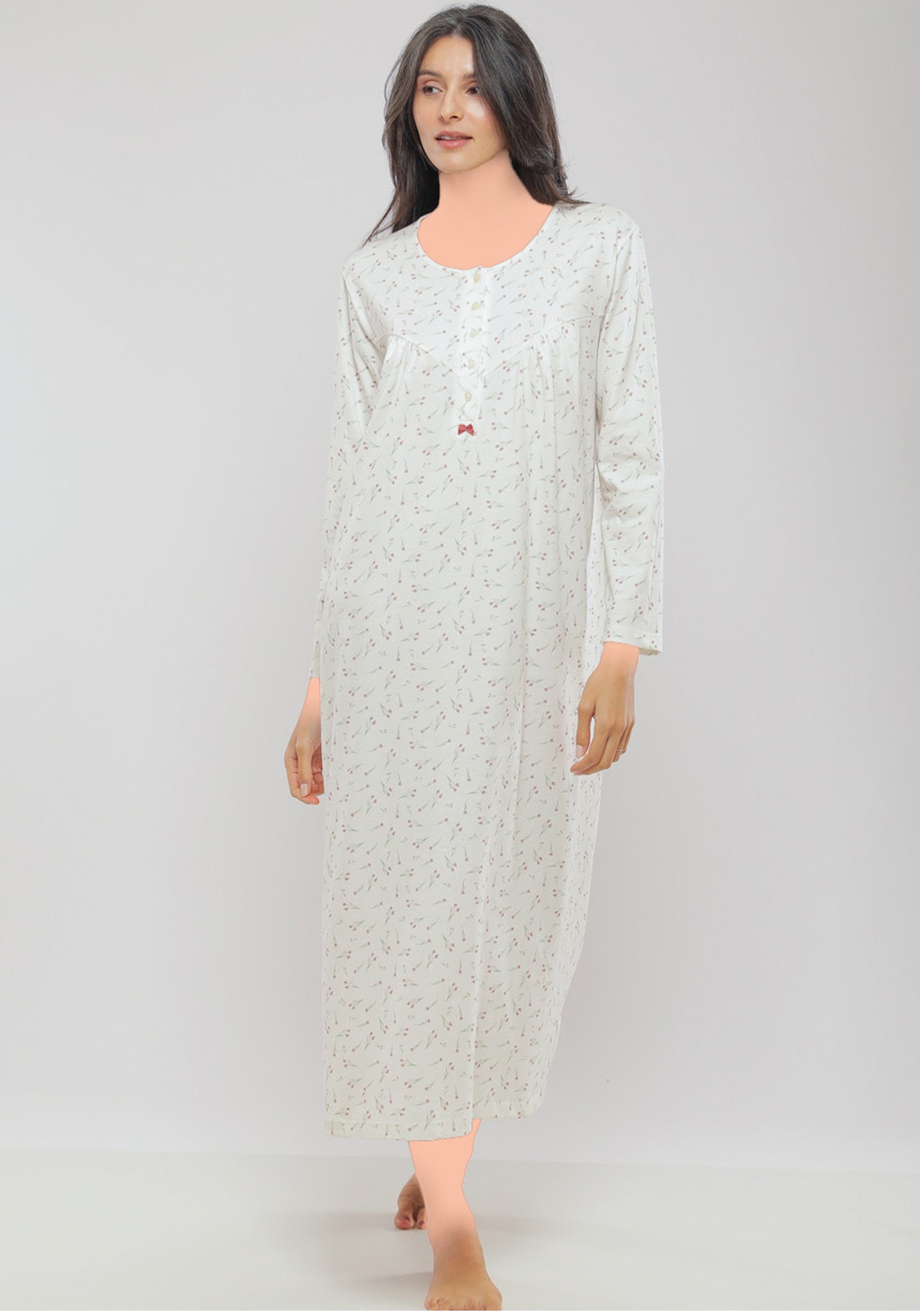 Plus 100% Cotton Plus Size Long Sleeve Long Nighty