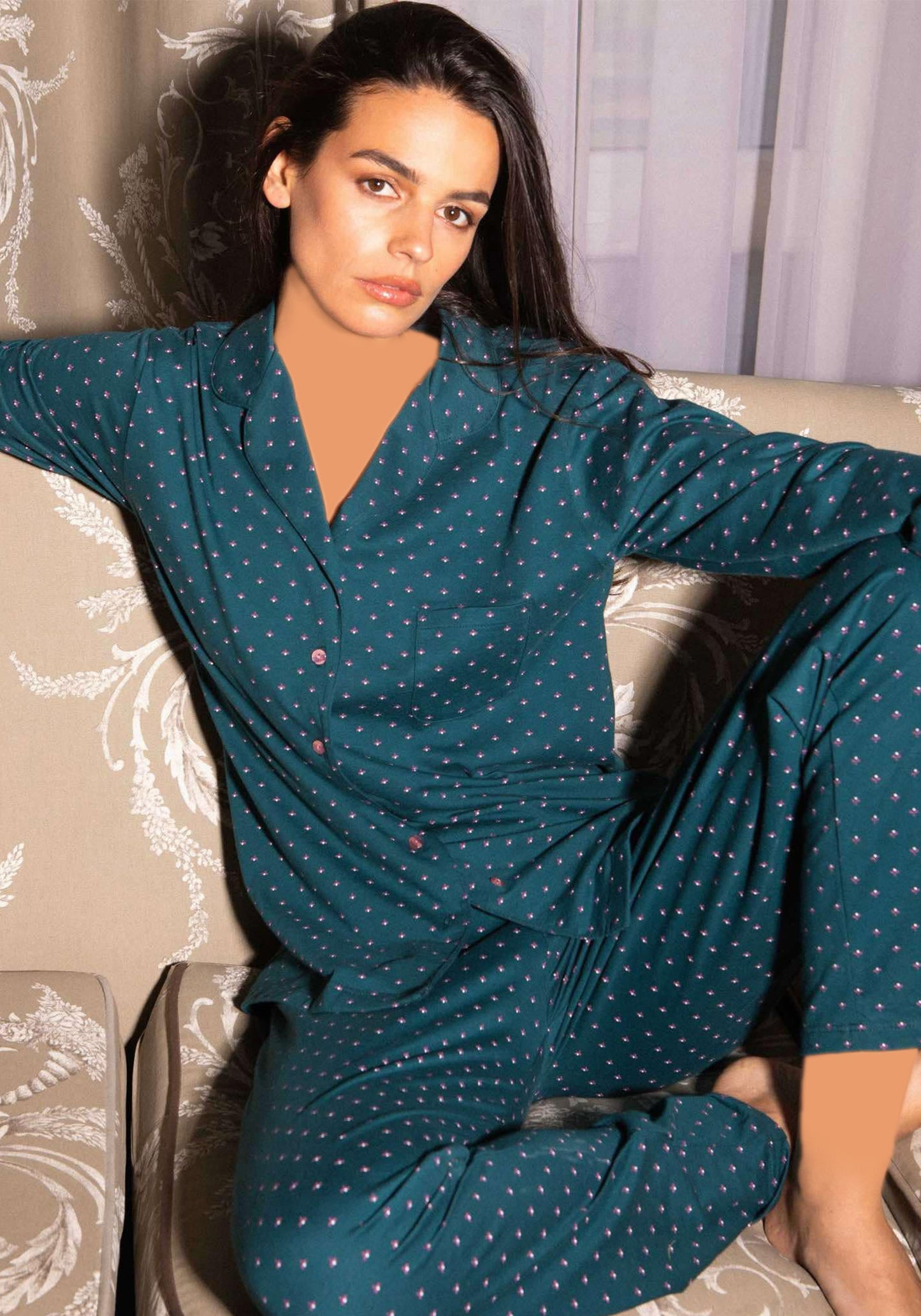 S&L Collar Button Long Sleeve Pajama