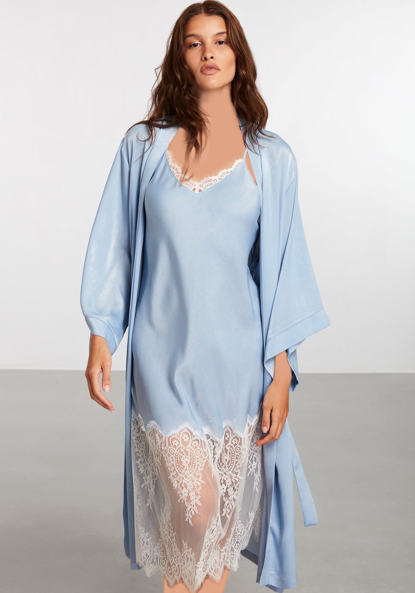 LNGR Satin Long Robe Set