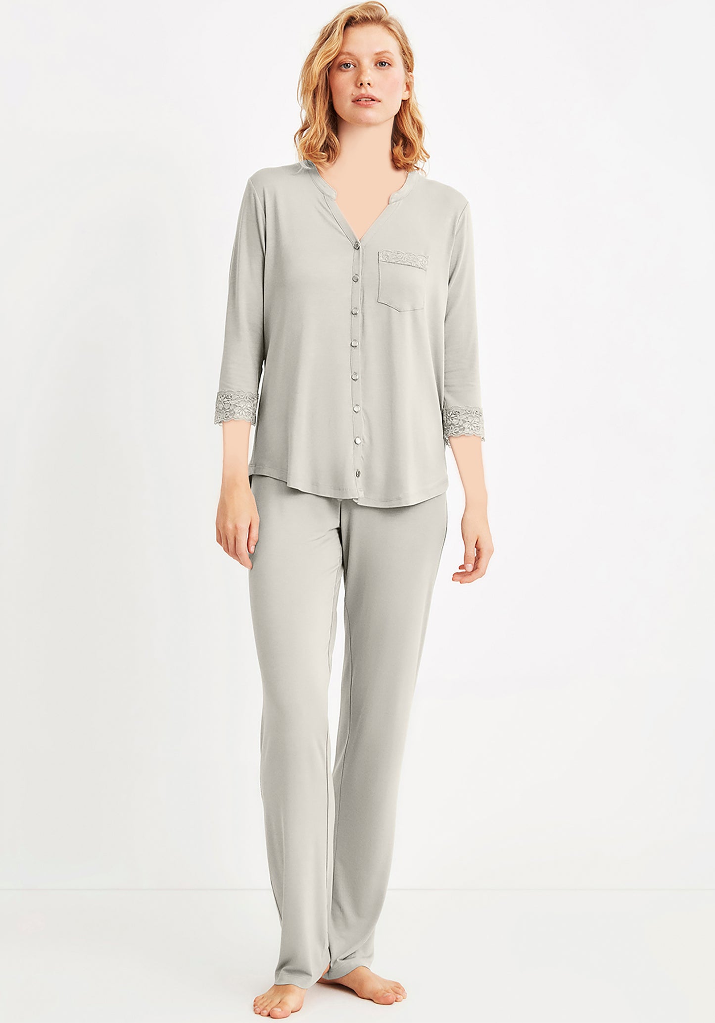 S&L Collar Button Long Sleeve Pajama