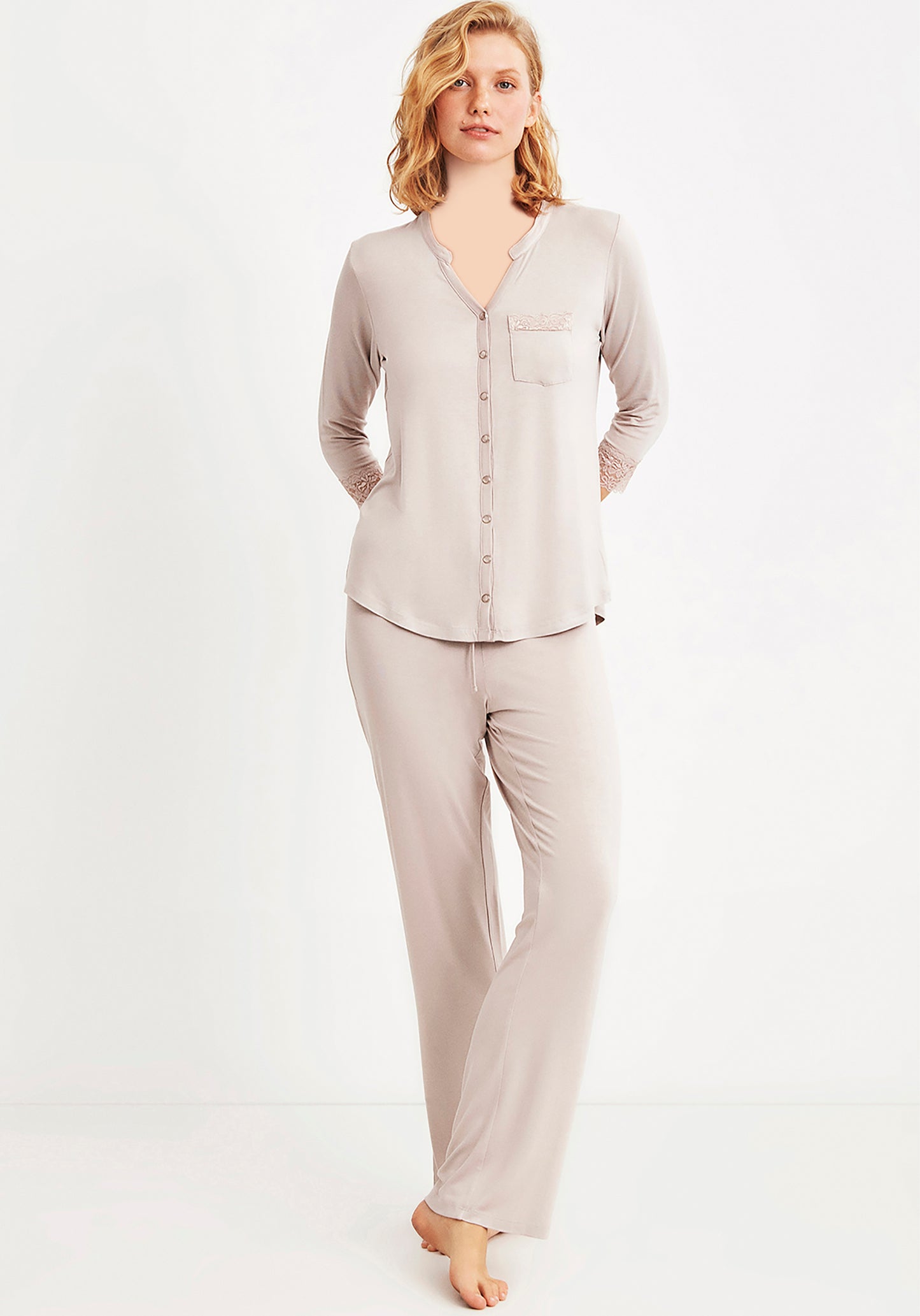 S&L Collar Button Long Sleeve Pajama